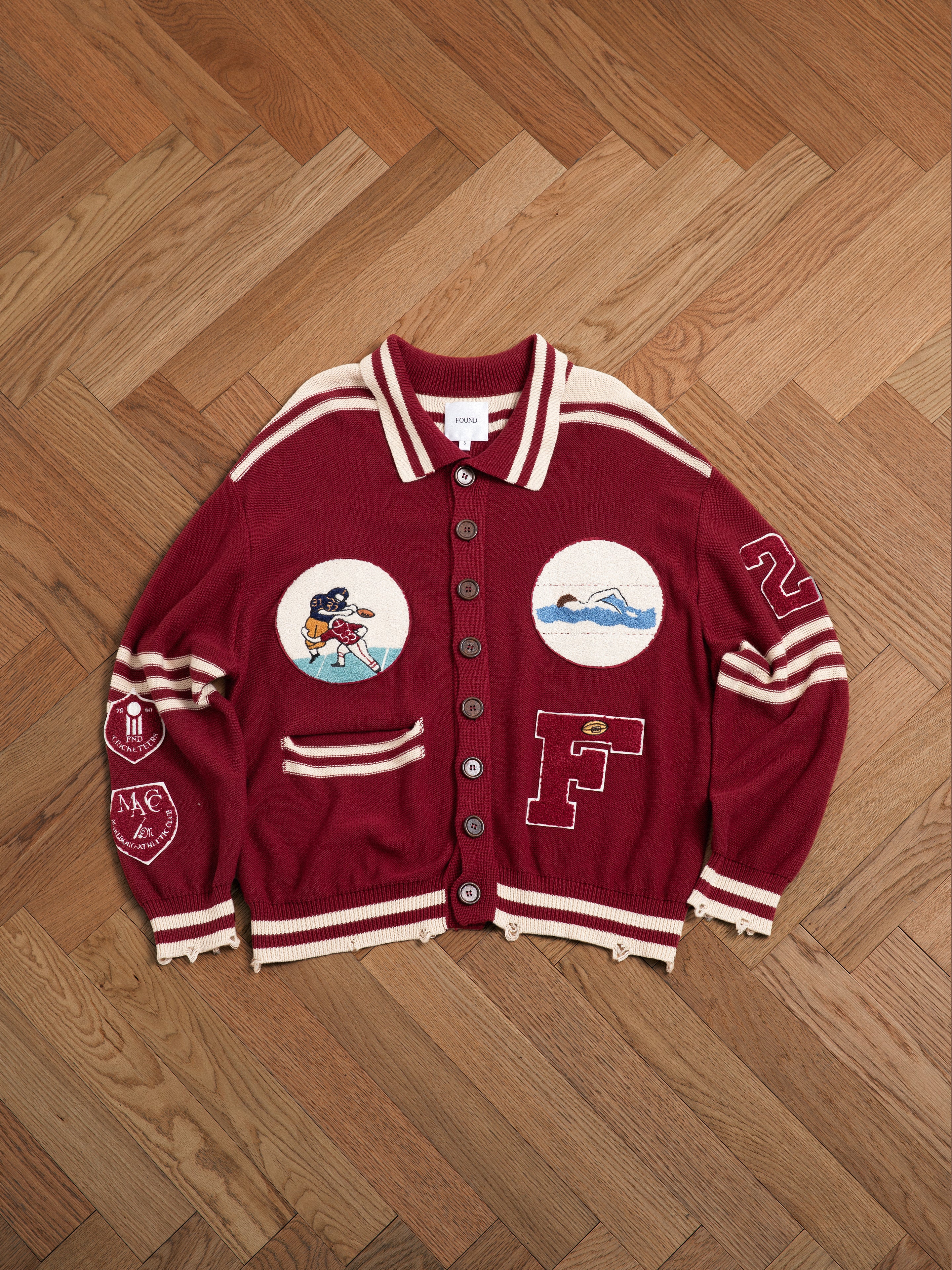 Fin Varsity Patch Collared Cardigan | Modern Menswear by yycbvcnbmmnbm
