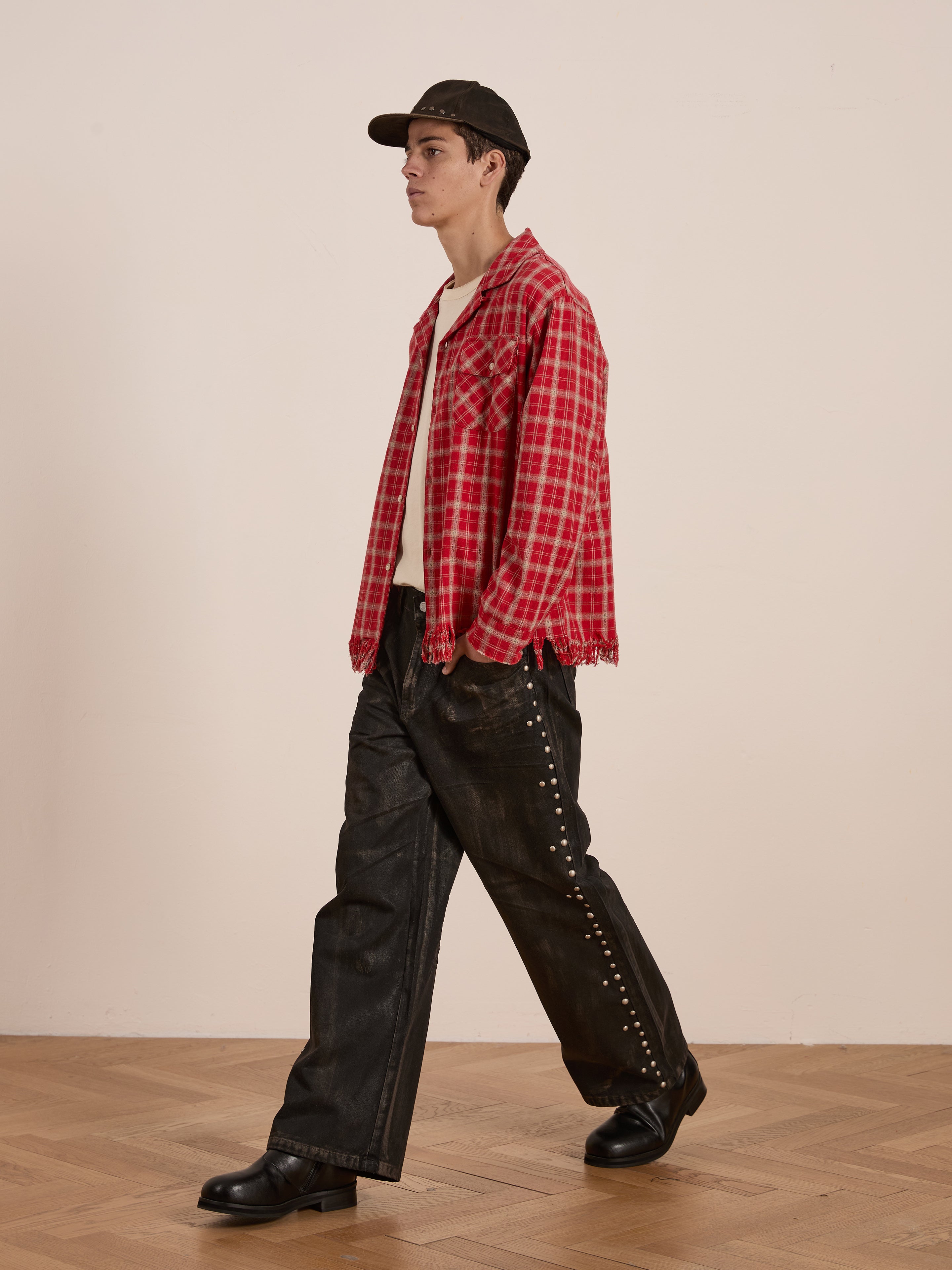 Raw Cut Fringe Plaid Camp Shirt | Modern Menswear by yycbvcnbmmnbm