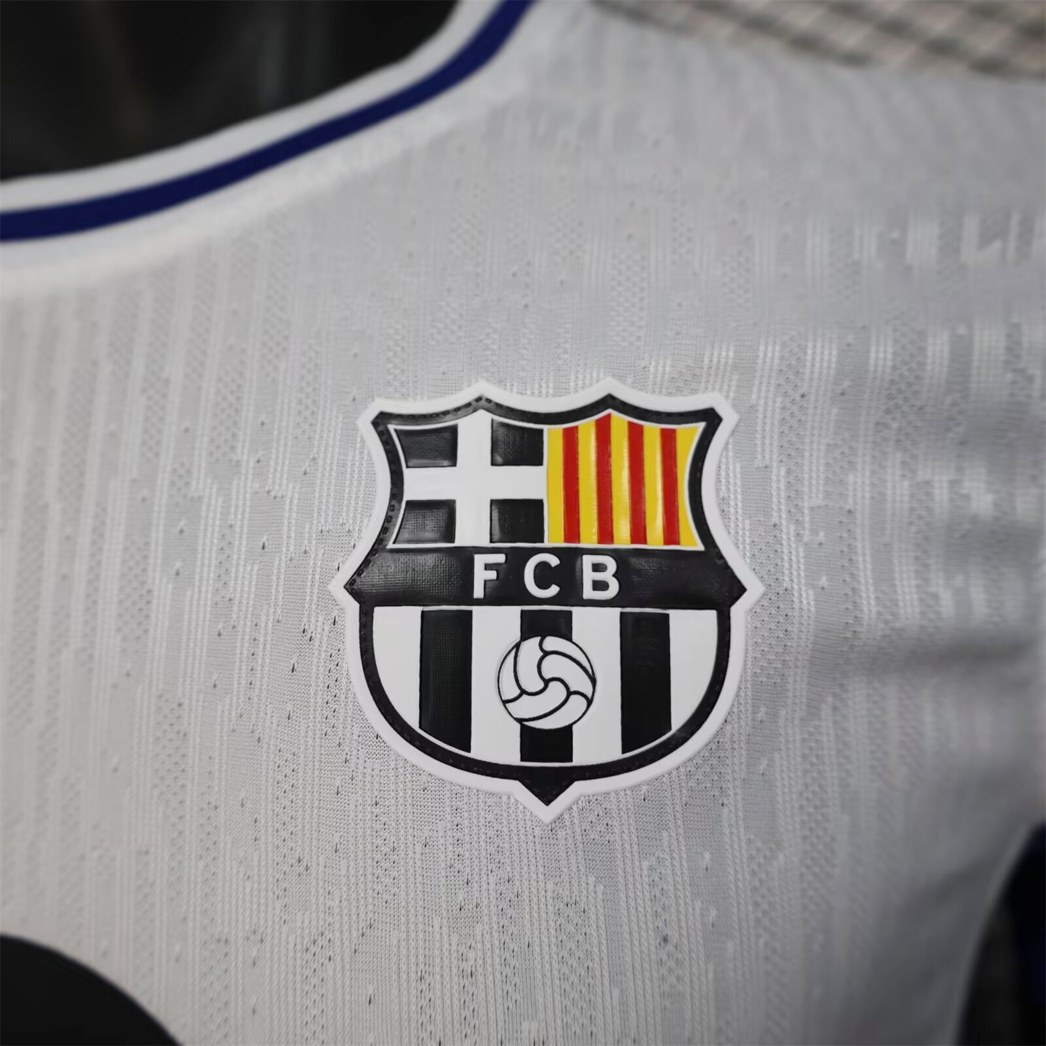 AlphaJersey-Barcelona 25-26 Red And Blue Vertical Stripes Special White Jersey - Player Version