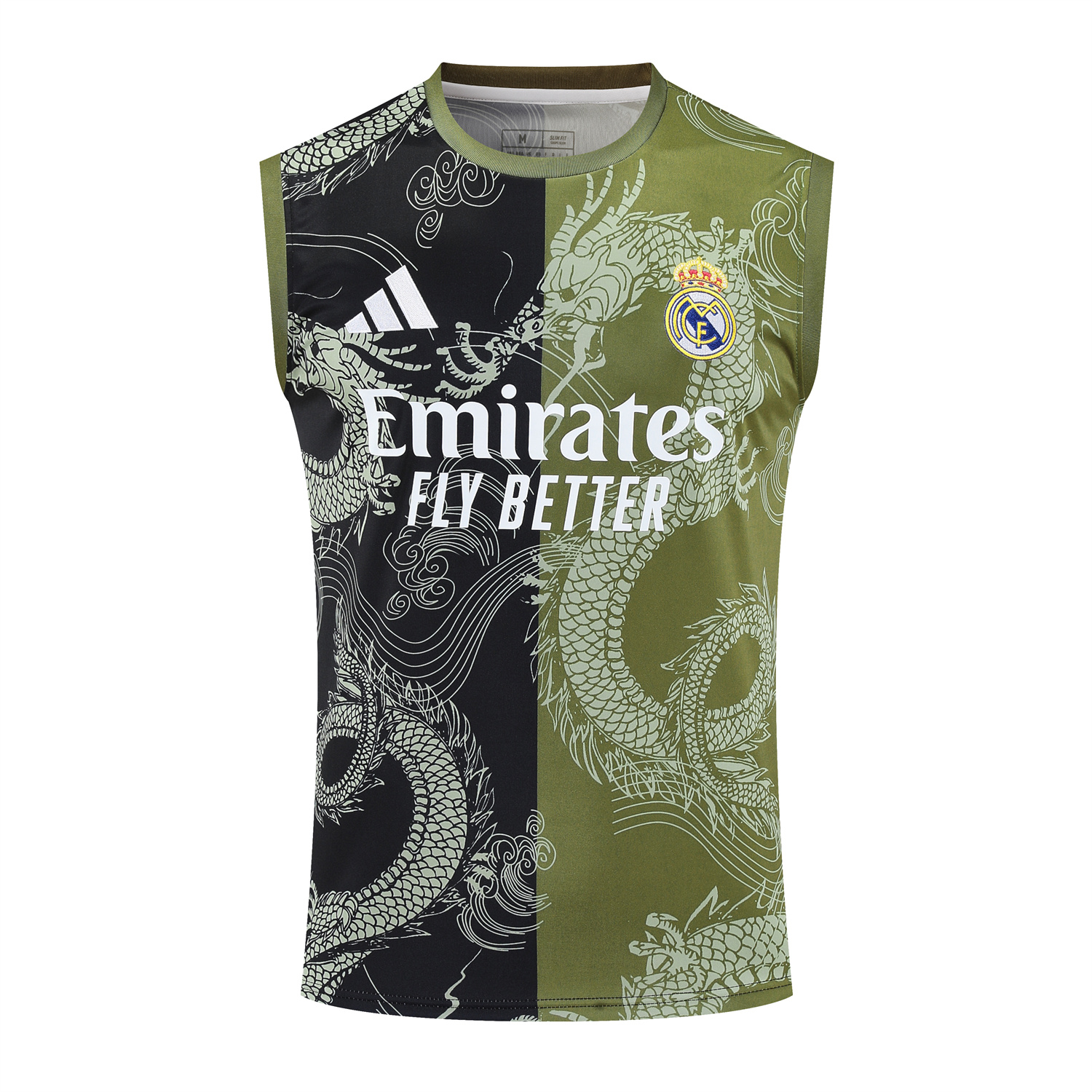 AlphaJersey-Real Madrid 25-26 Vest Training Set - Green-Black Dragon Vest & Black-White Shorts