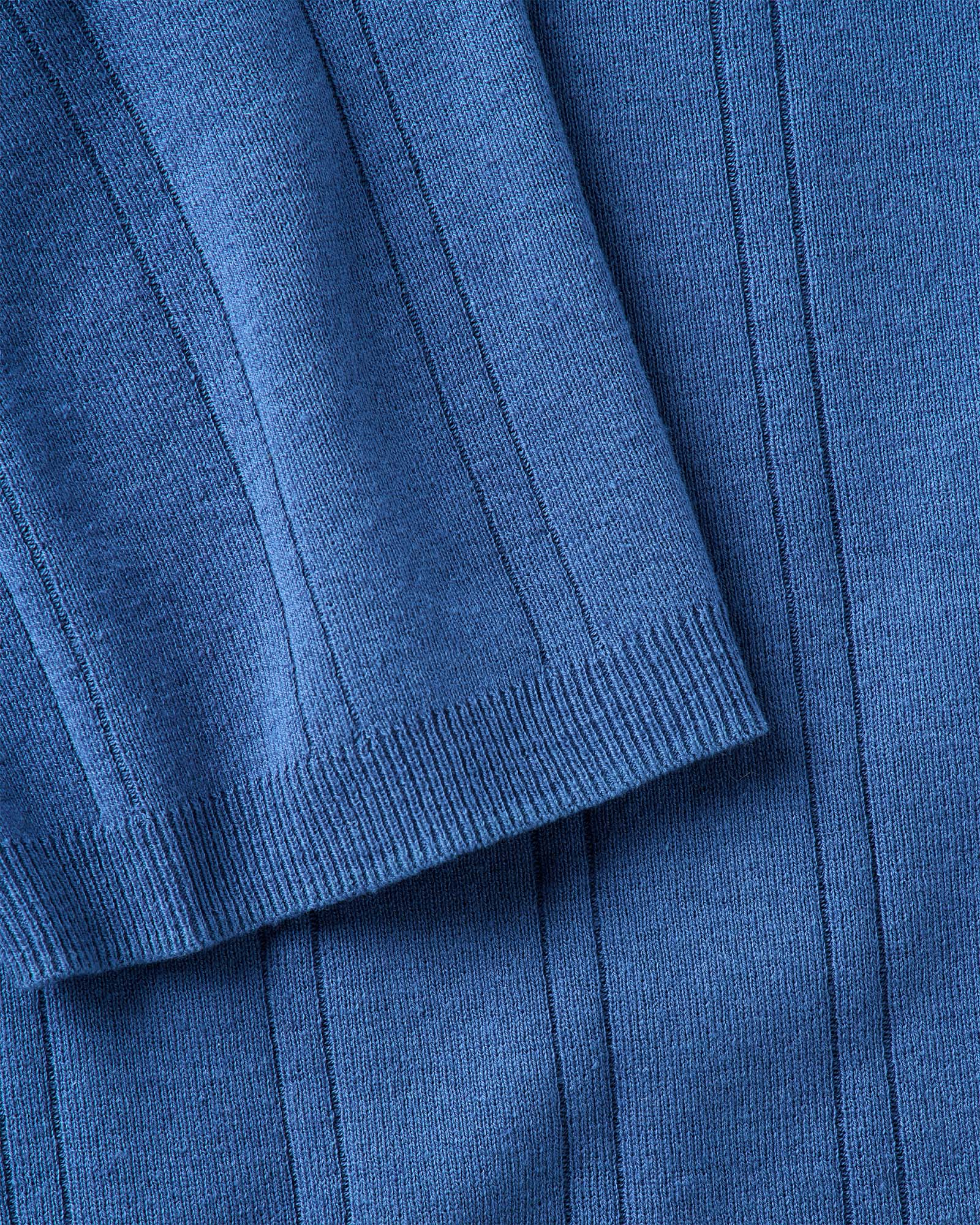 The Valencia Sweater Polo in Heather Clear Blue Rib | Modern Menswear by yycbvcnbmmnbm