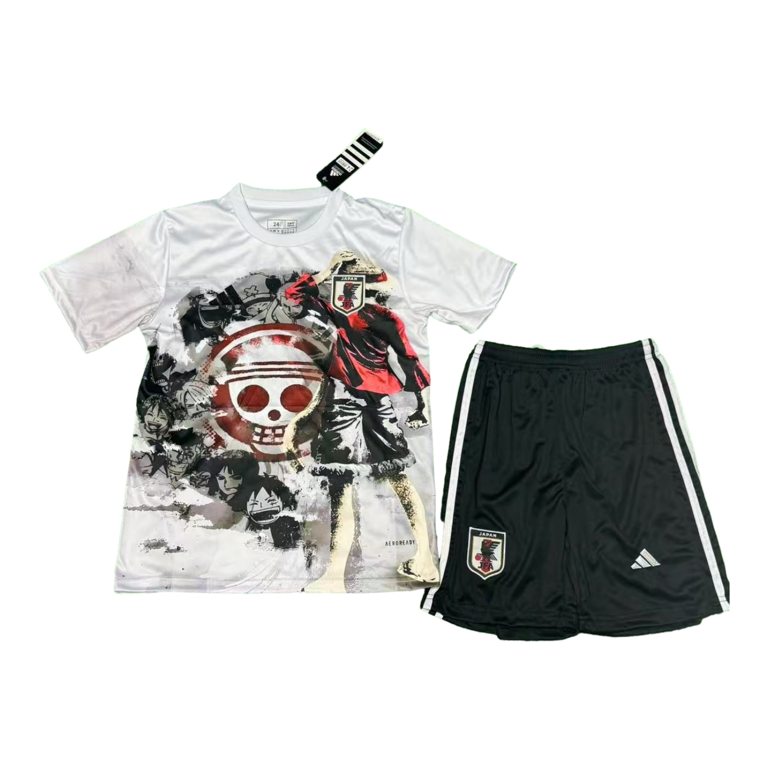 AlphaJersey-Japan 25-26 Luffy And Skull White Special Kids Kit