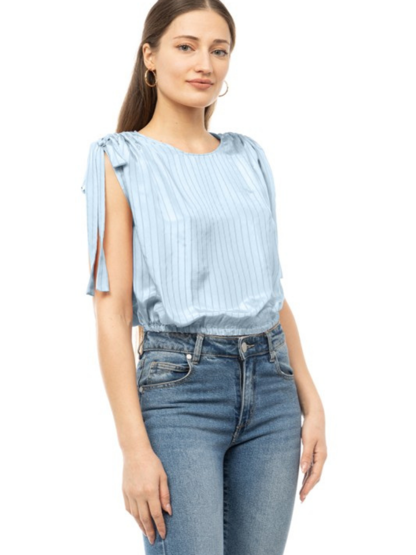 Striped Tie Sleeve Blouse | Elegant Women's Fashion by coolavocek