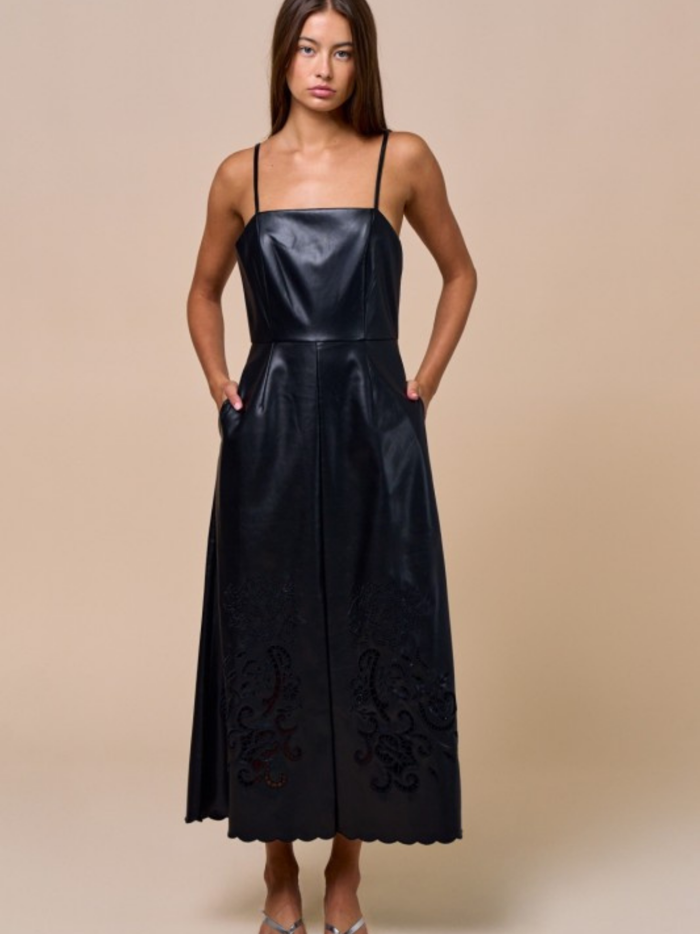 Faux Leather Maxi Dress | Elegant Women's Fashion by coolavocek