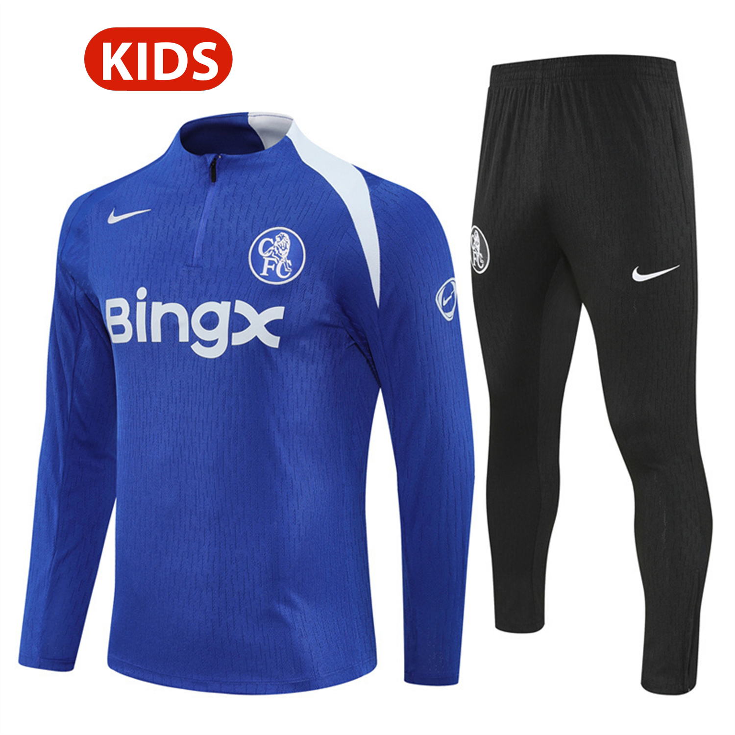 AlphaJersey-C.H.E.L.S.E.A 25-26 Kids Long Sleeve Training Set - Player Version - Blue Top and Black Pants
