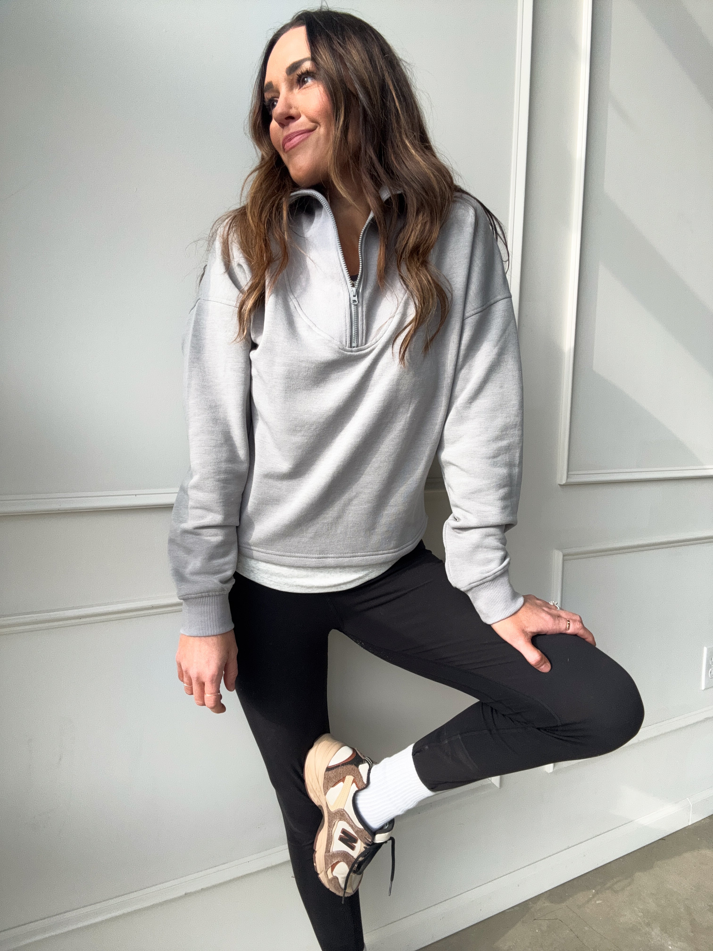 Gray Half-Zip Pullover | Elegant Women's Fashion by coolavocek