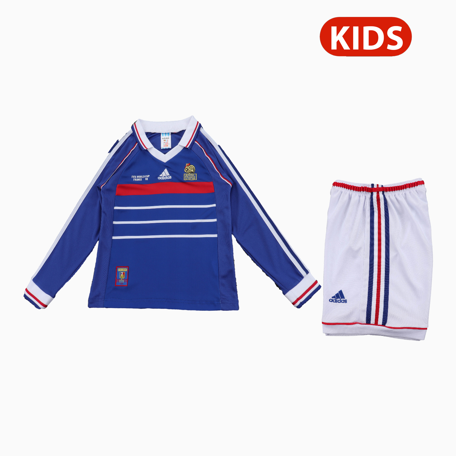 AlphaJersey-Retro France 1998 Home Long Sleeves Kids Kit