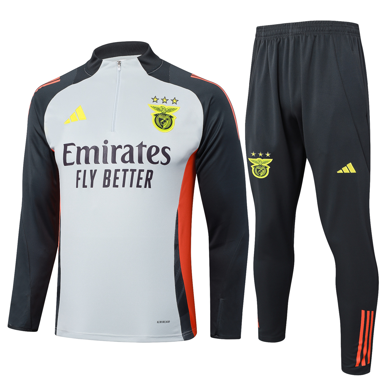 AlphaJersey-Benfica 25-26 Long Sleeve Training Set - Grey Top and Deep Grey Pants