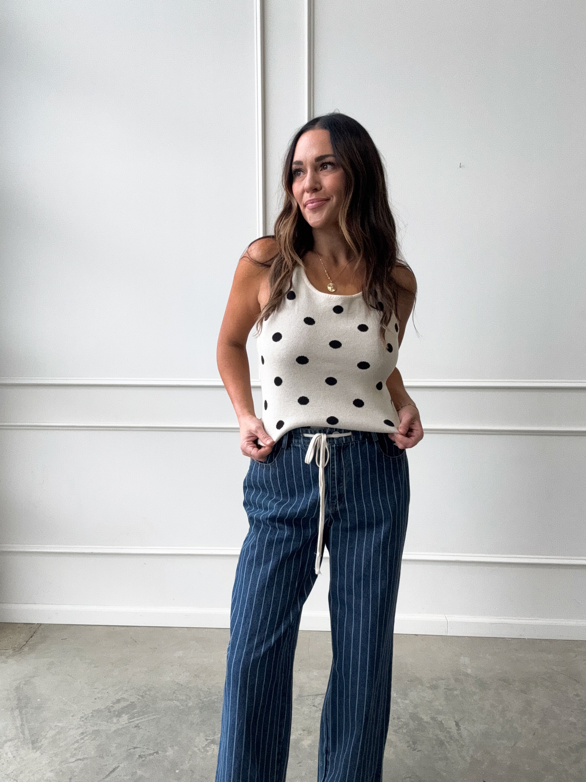 Knit Polka Dot Halter Top | Elegant Women's Fashion by coolavocek