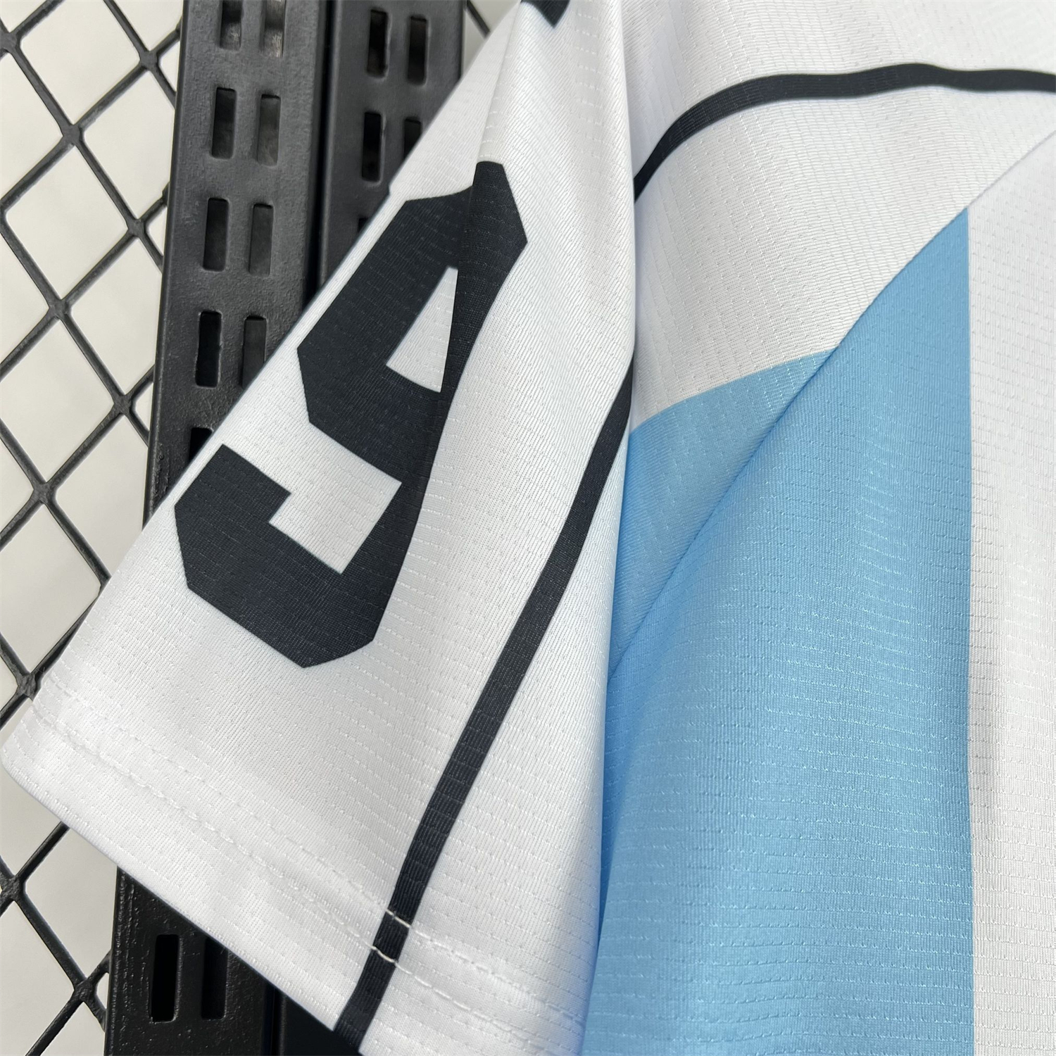 AlphaJersey-Unisex Light Blue Striped 2026 World Cup Style V-Neck Soccer Jersey - Fans Version