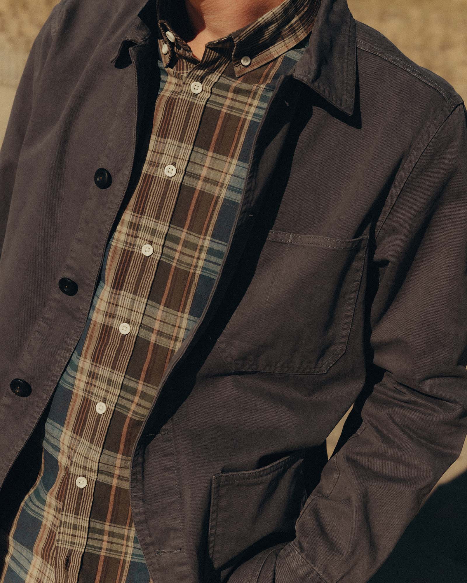 The Ojai Jacket in Organic Charcoal Foundation Twill | Modern Menswear by yycbvcnbmmnbm