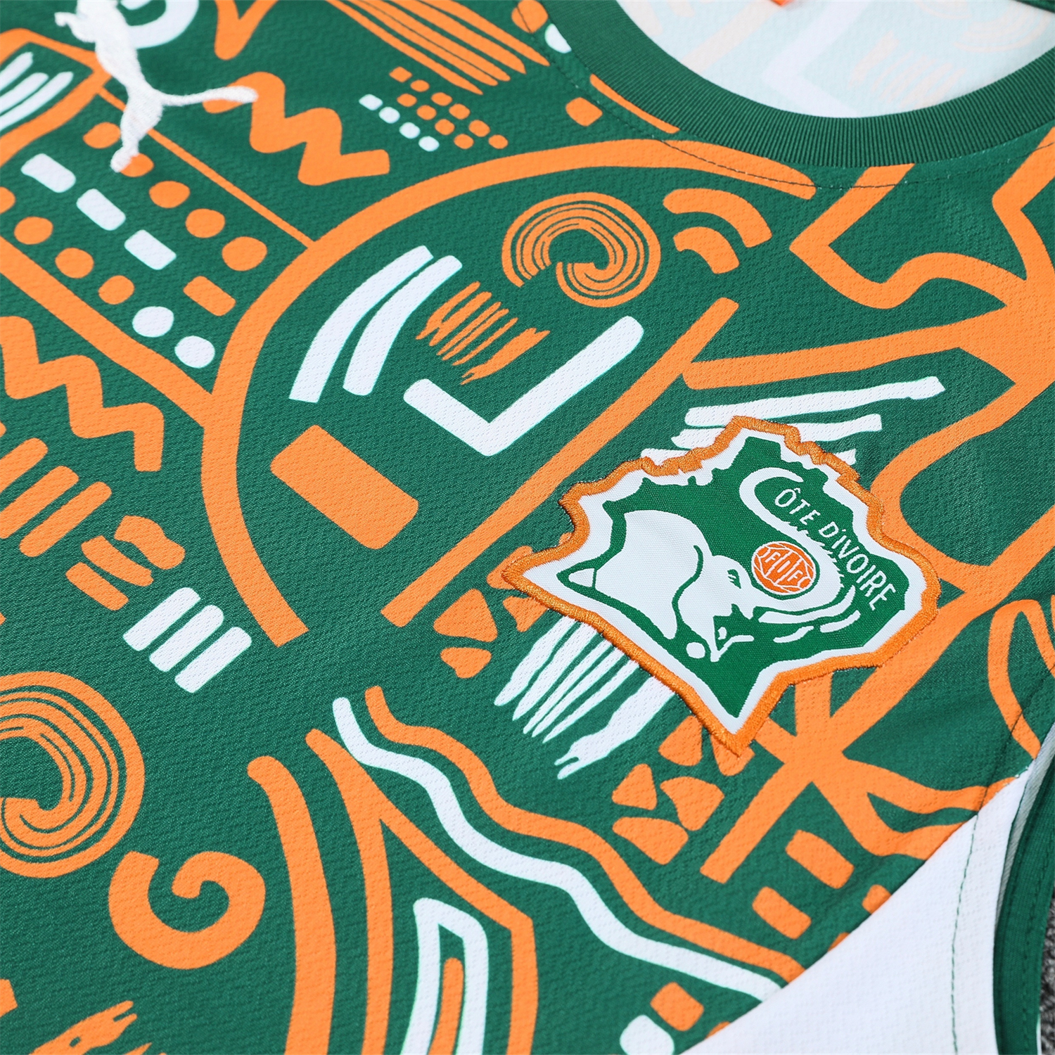 AlphaJersey-Ivory Coast 2026 Vest Training Set - Green Vest and Shorts