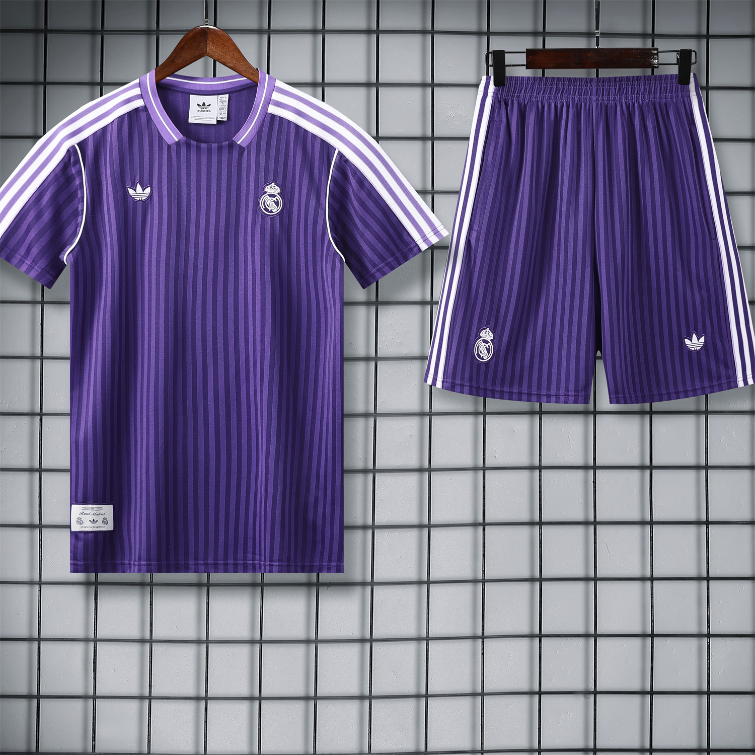AlphaJersey-Real Madrid 25-26 Short-Sleeve Training Set - Pure Purple Top & Purple Shorts