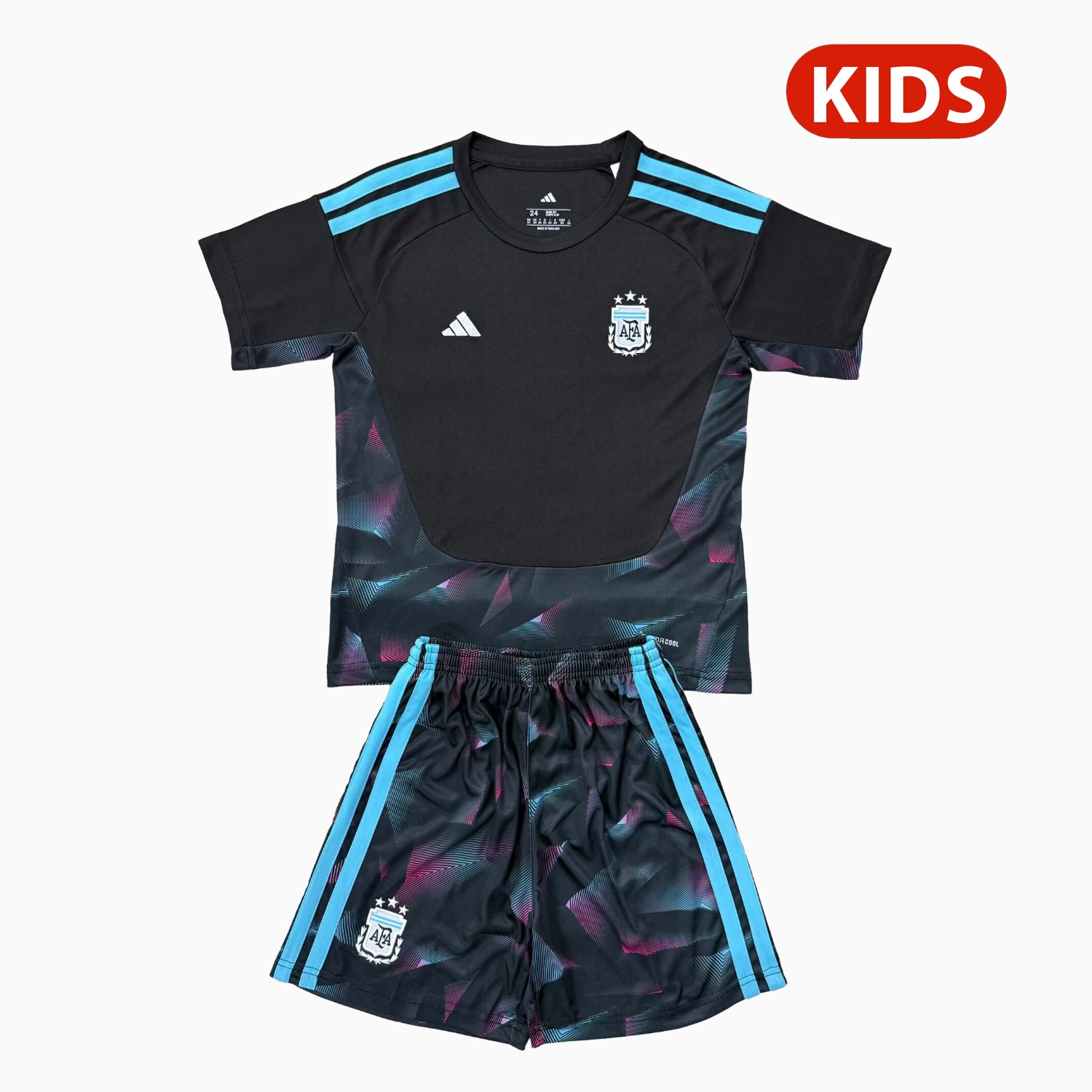 AlphaJersey-Argentina 2026 Goalkeeper Black Without Chest Patch Kids Kit