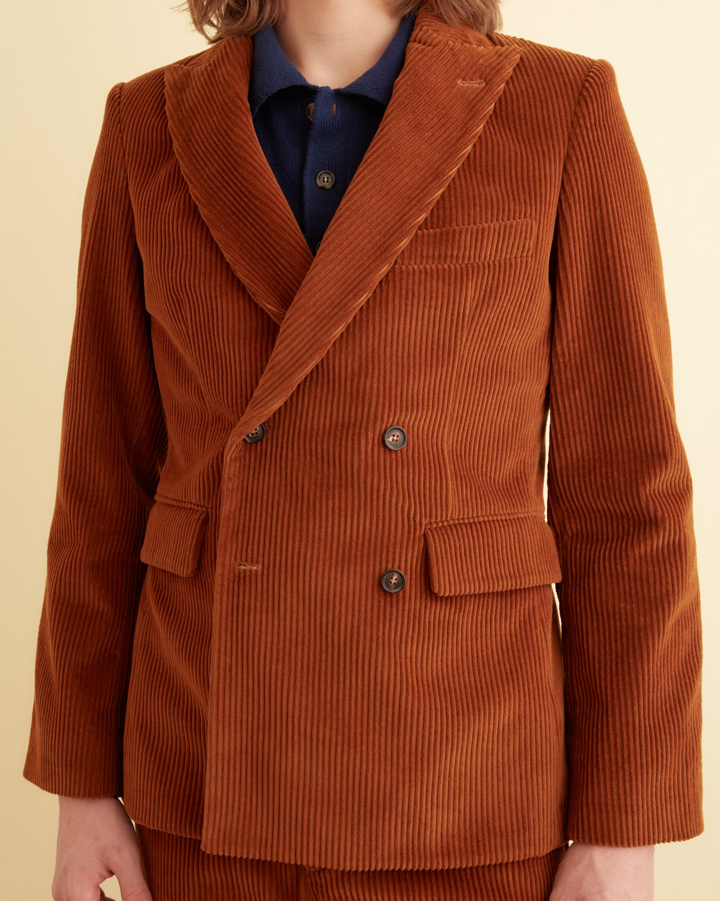 Double-Breasted Corduroy Jacket - Tobacco | Modern Menswear by yycbvcnbmmnbm
