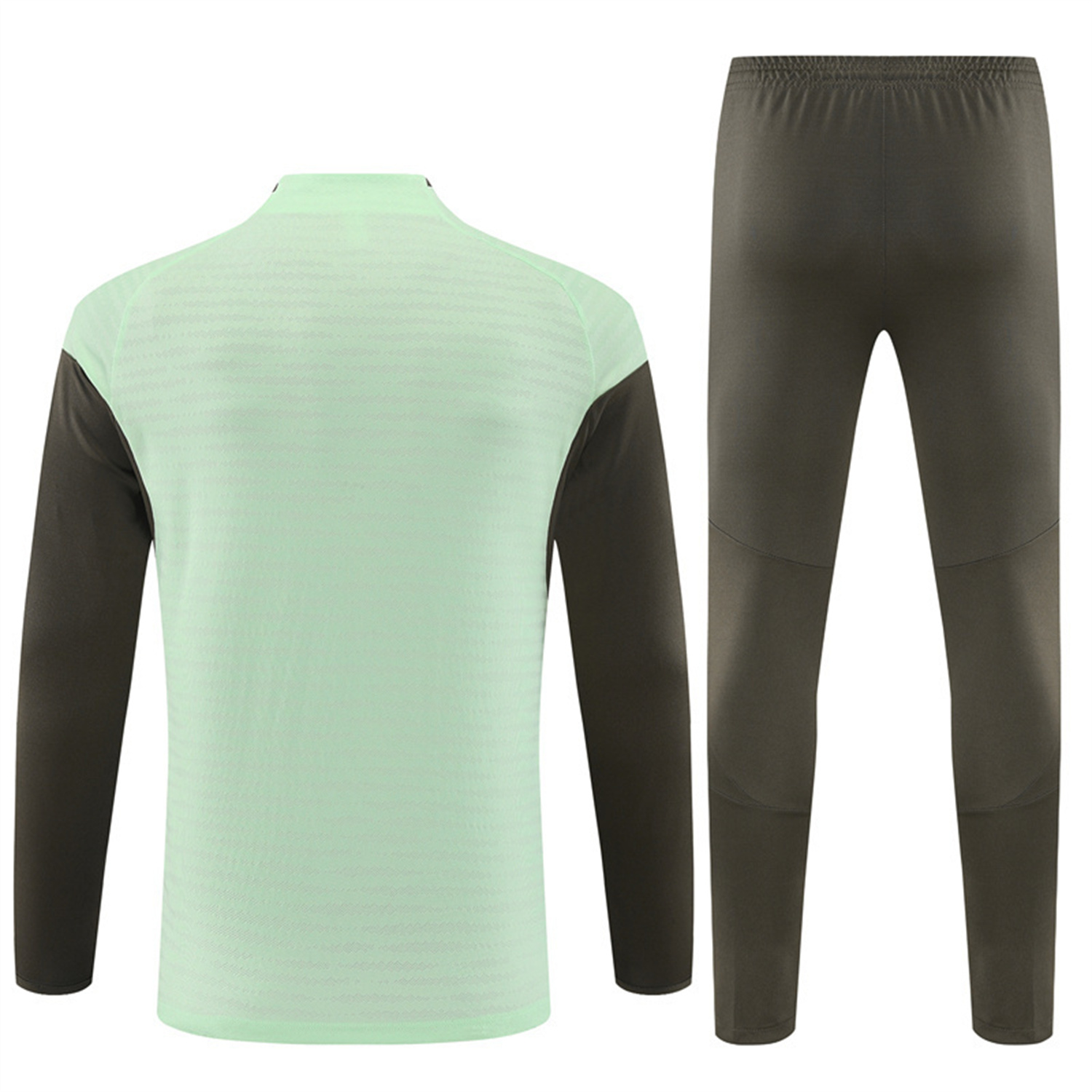 AlphaJersey-Real Madrid 25-26 Kids Long Sleeve Training Set - Player Version - Light Green Top and Khaki Pants