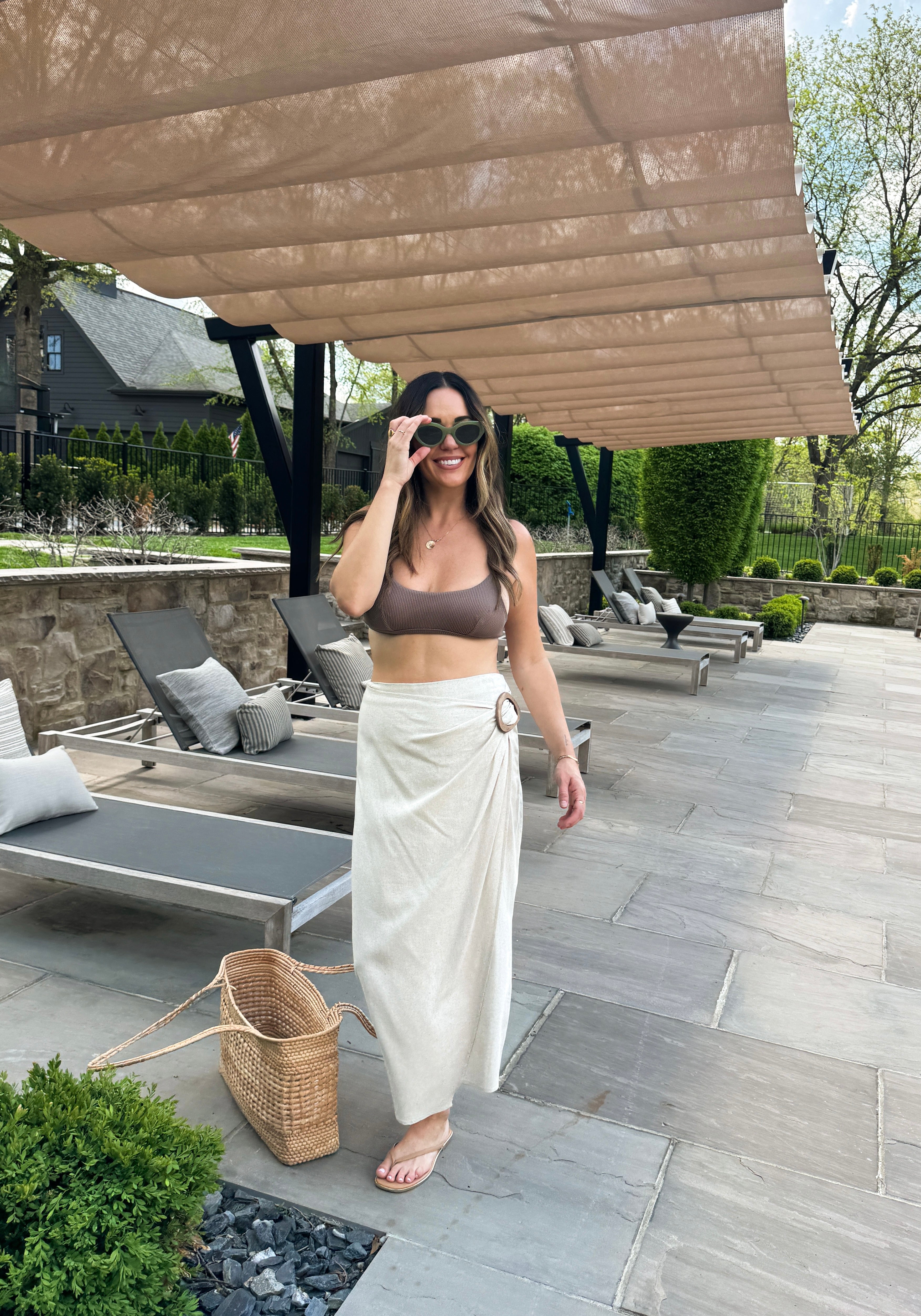 Oatmeal Wrap-Style Skirt | Elegant Women's Fashion by coolavocek