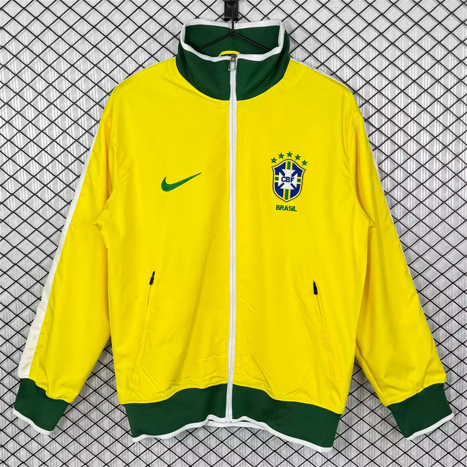 AlphaJersey-Retro Brazil 2010 Home Yellow Windbreaker