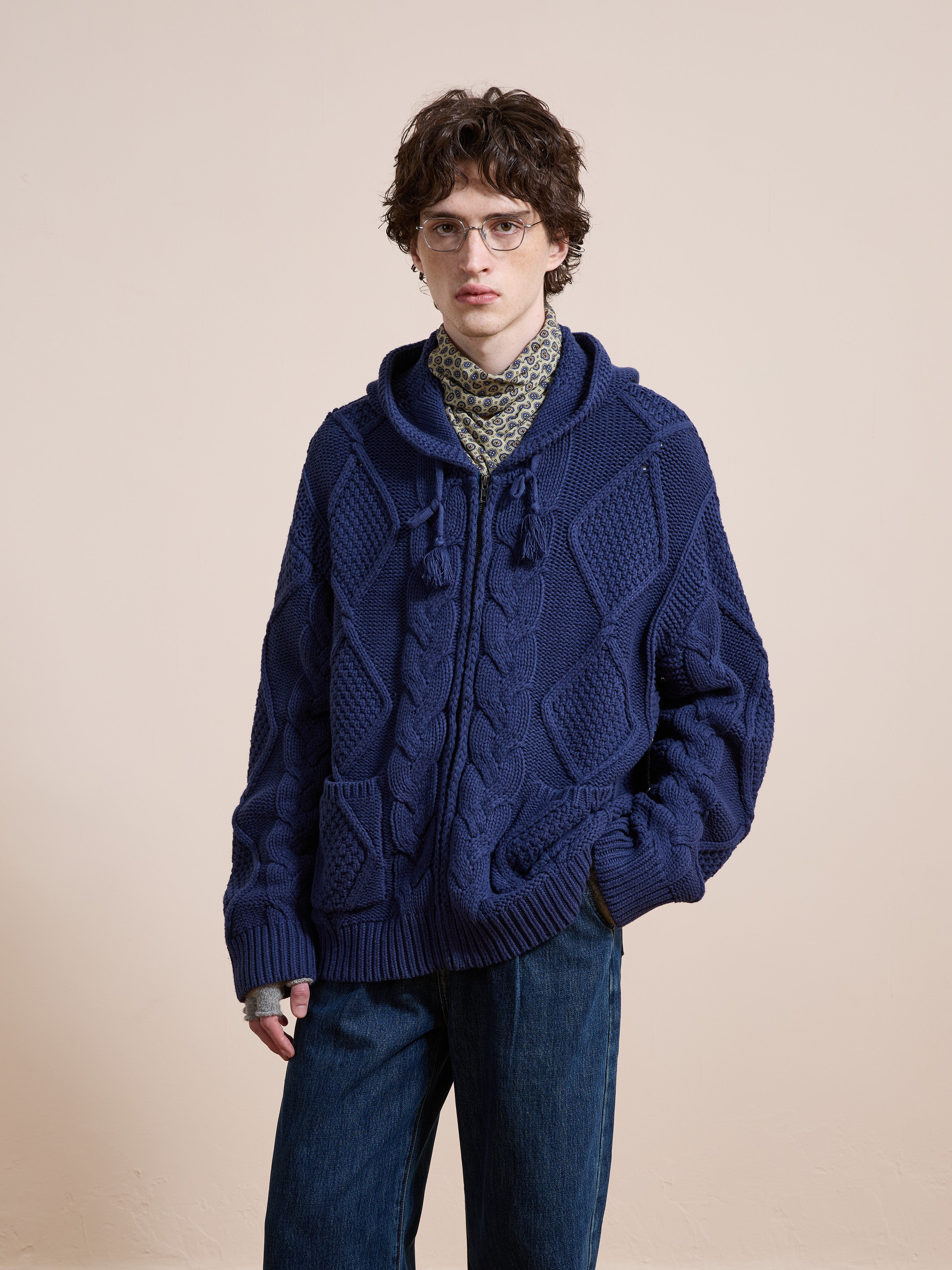 Zip Up Cable Knit Hoodie | Modern Menswear by yycbvcnbmmnbm