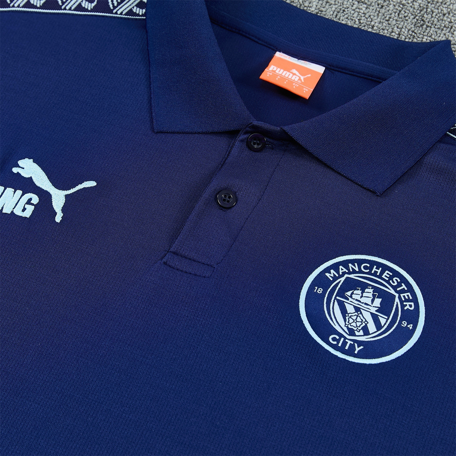 AlphaJersey-Manchester City 25-26 POLO Short-Sleeve Training Set - Dark Blue Top and Pants
