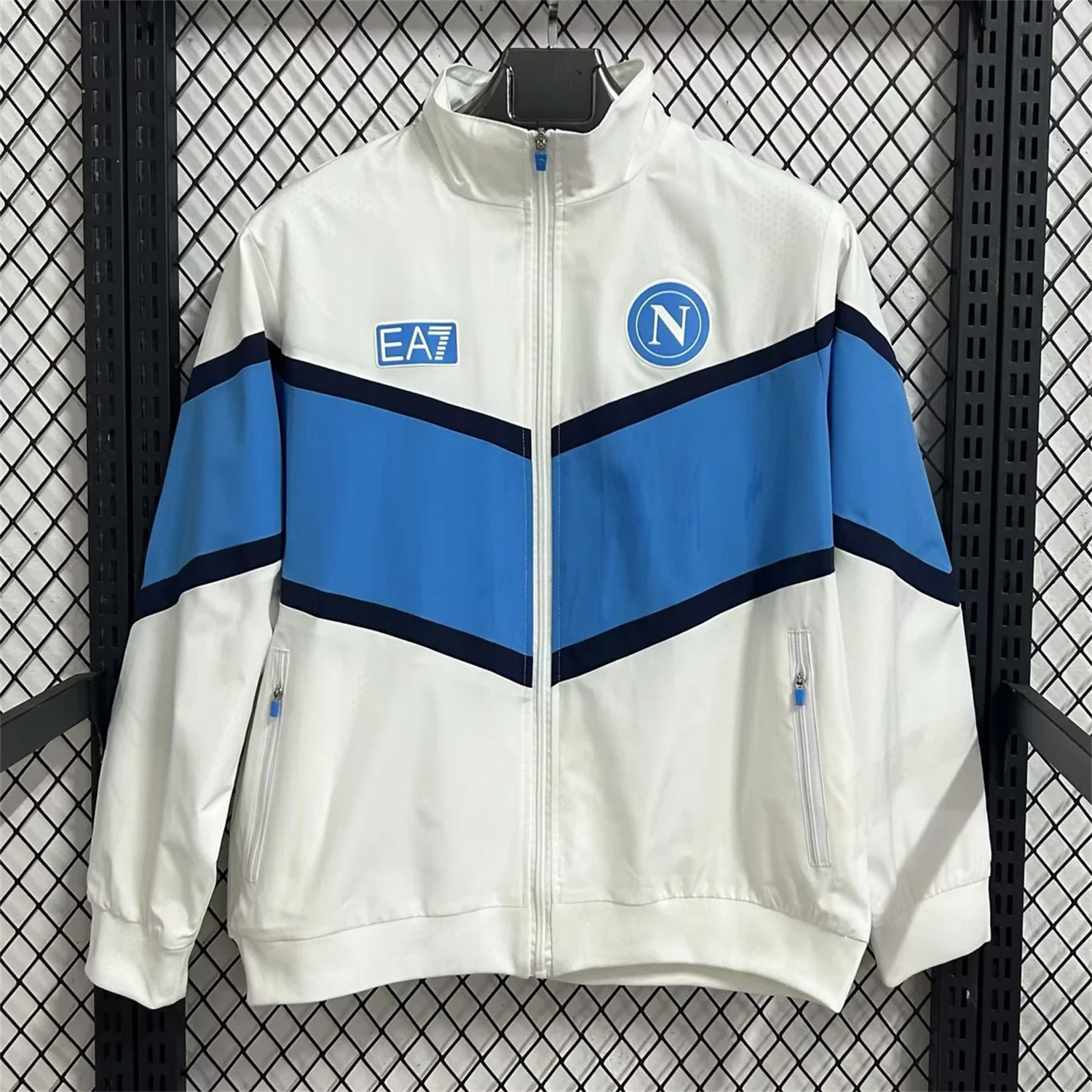 AlphaJersey-Napoli 25-26 Windbreaker Jacket - White And Blue