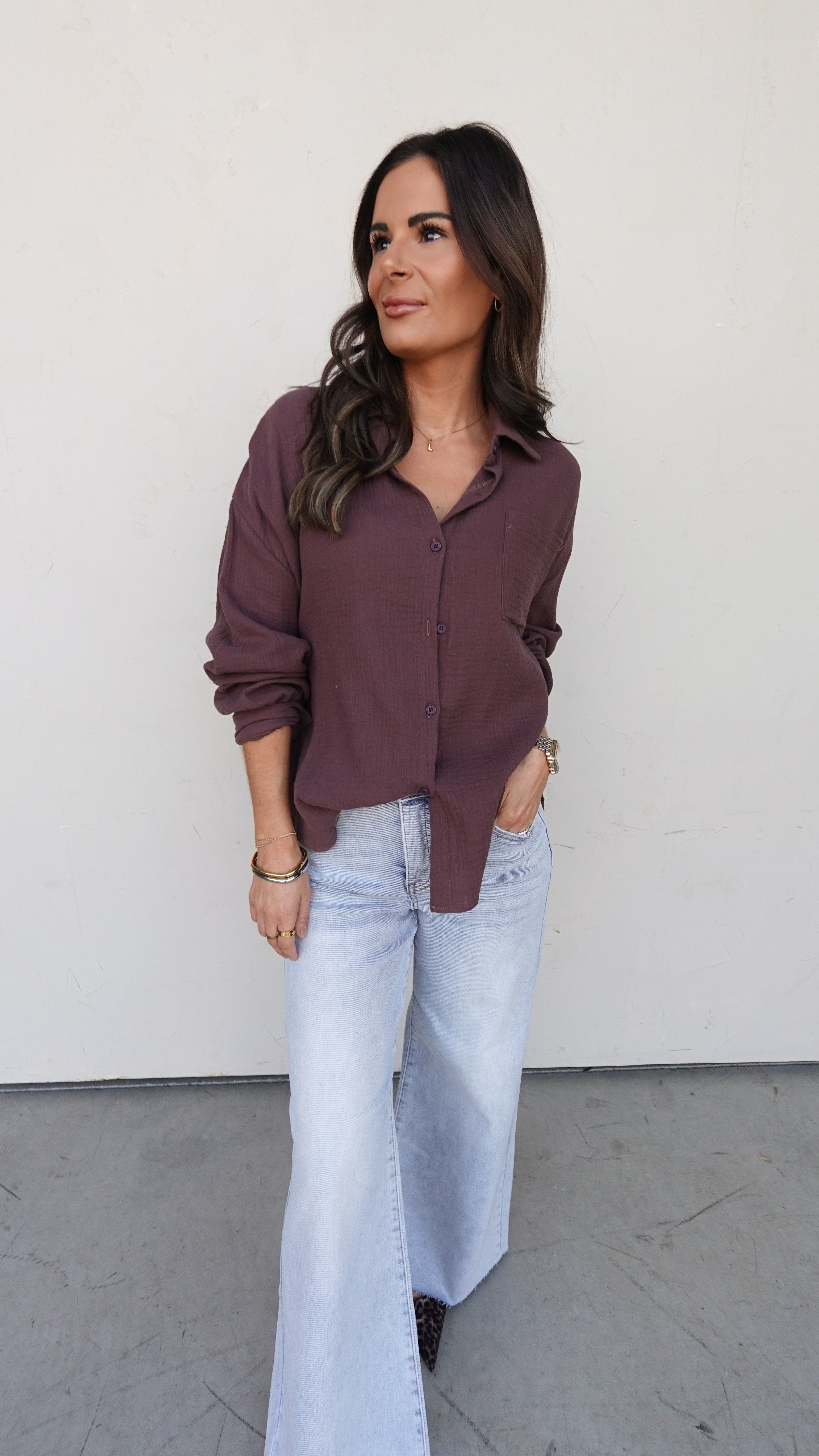 Brown Textured Shirt and Pant Set | Elegant Women's Fashion by coolavocek