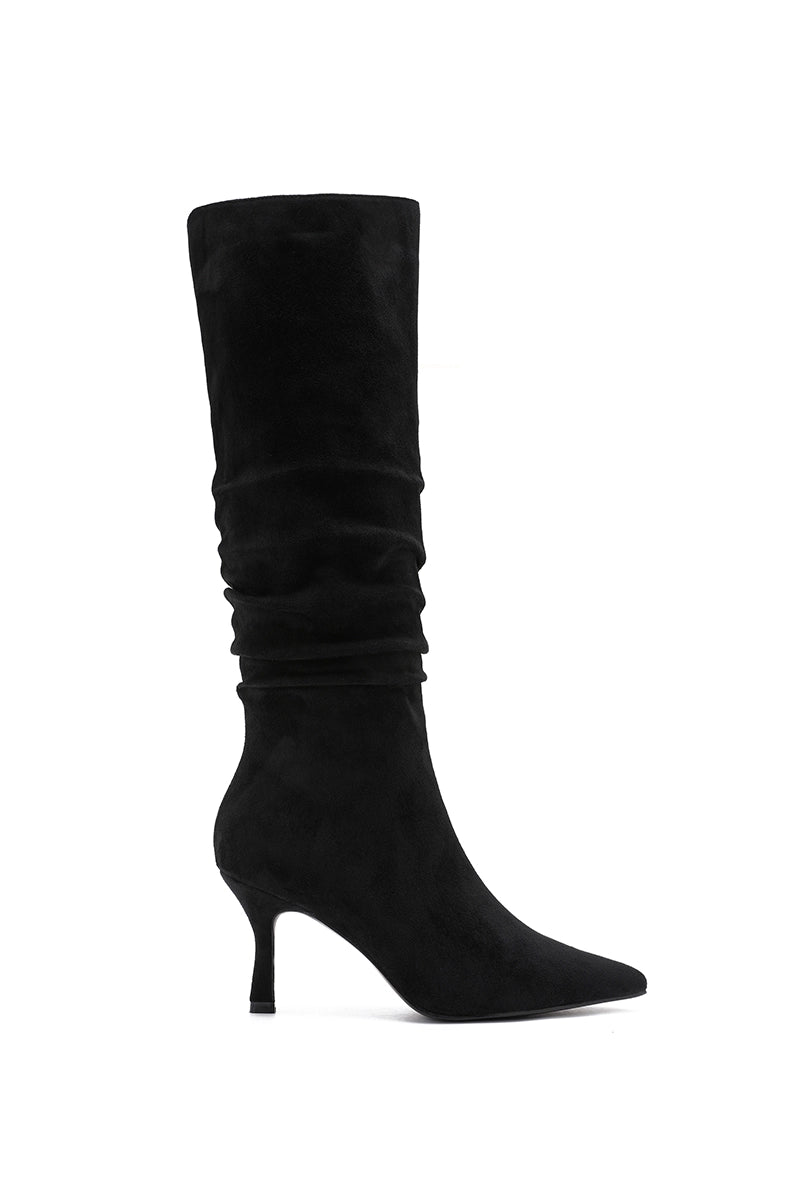 Black Pointed Toe Suede Boot | Elegant Women's Fashion by coolavocek