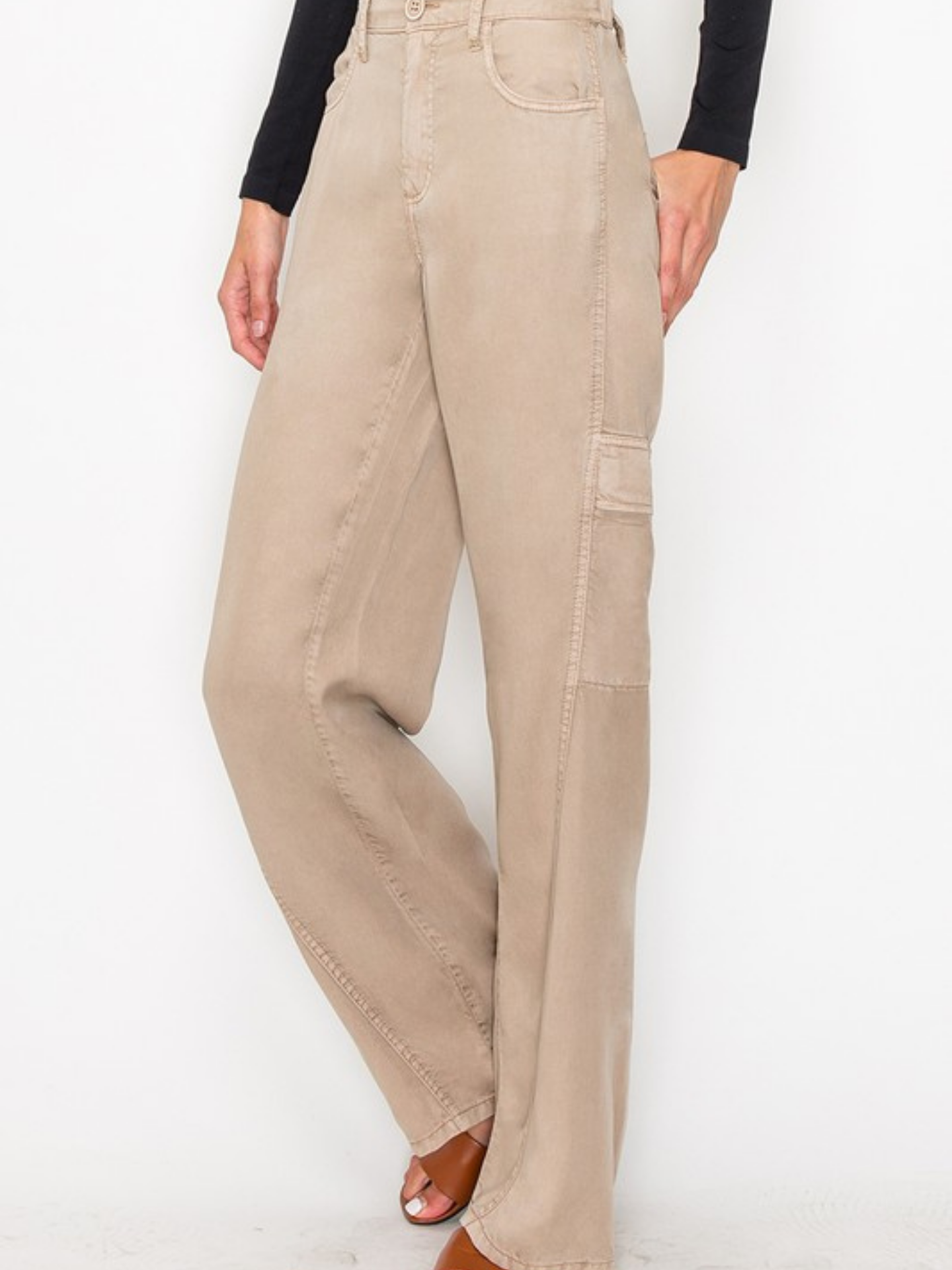 Taupe Tencel Cargos | Elegant Women's Fashion by coolavocek