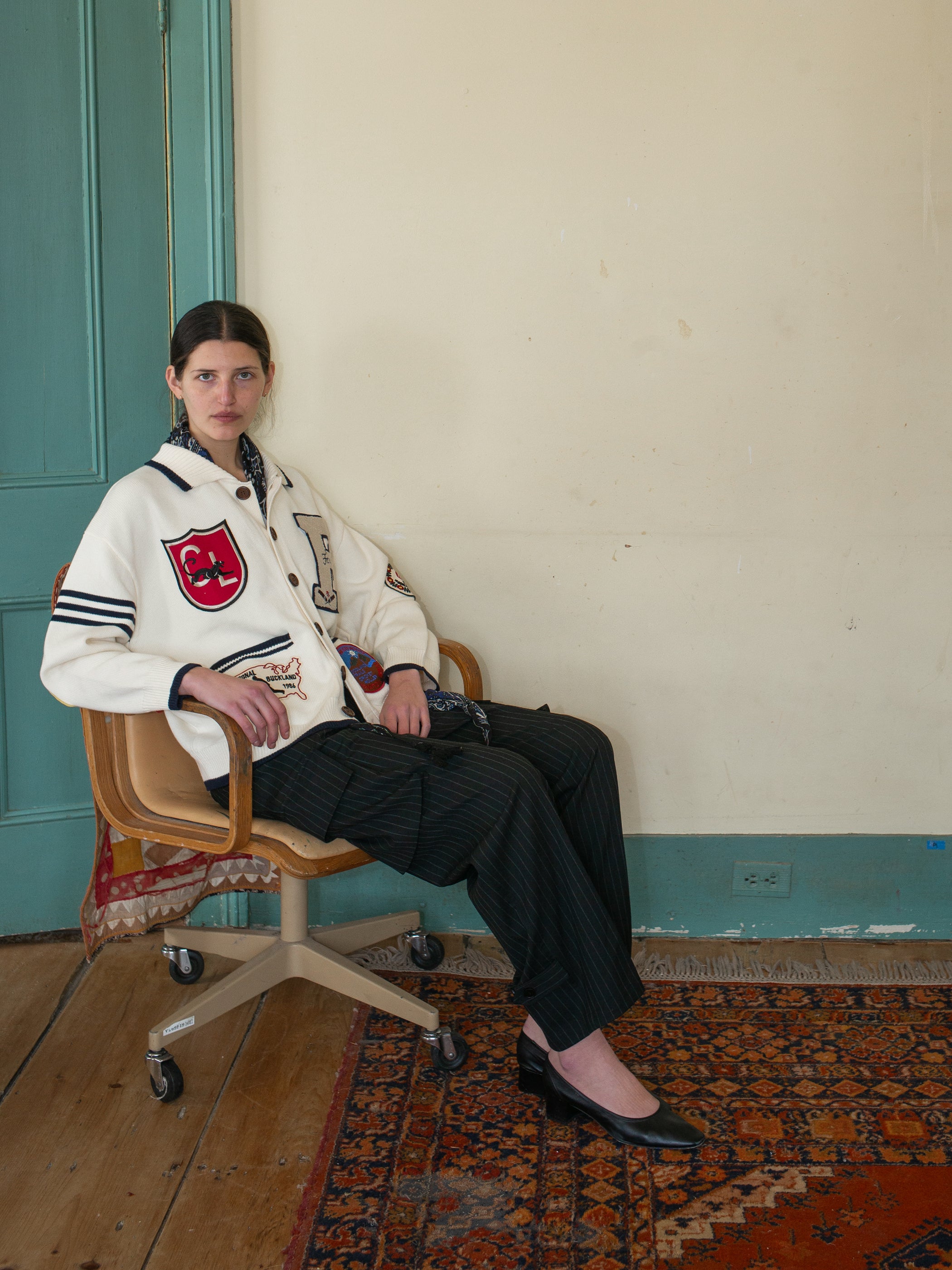 York Varsity Patch Collared Cardigan | Modern Menswear by yycbvcnbmmnbm