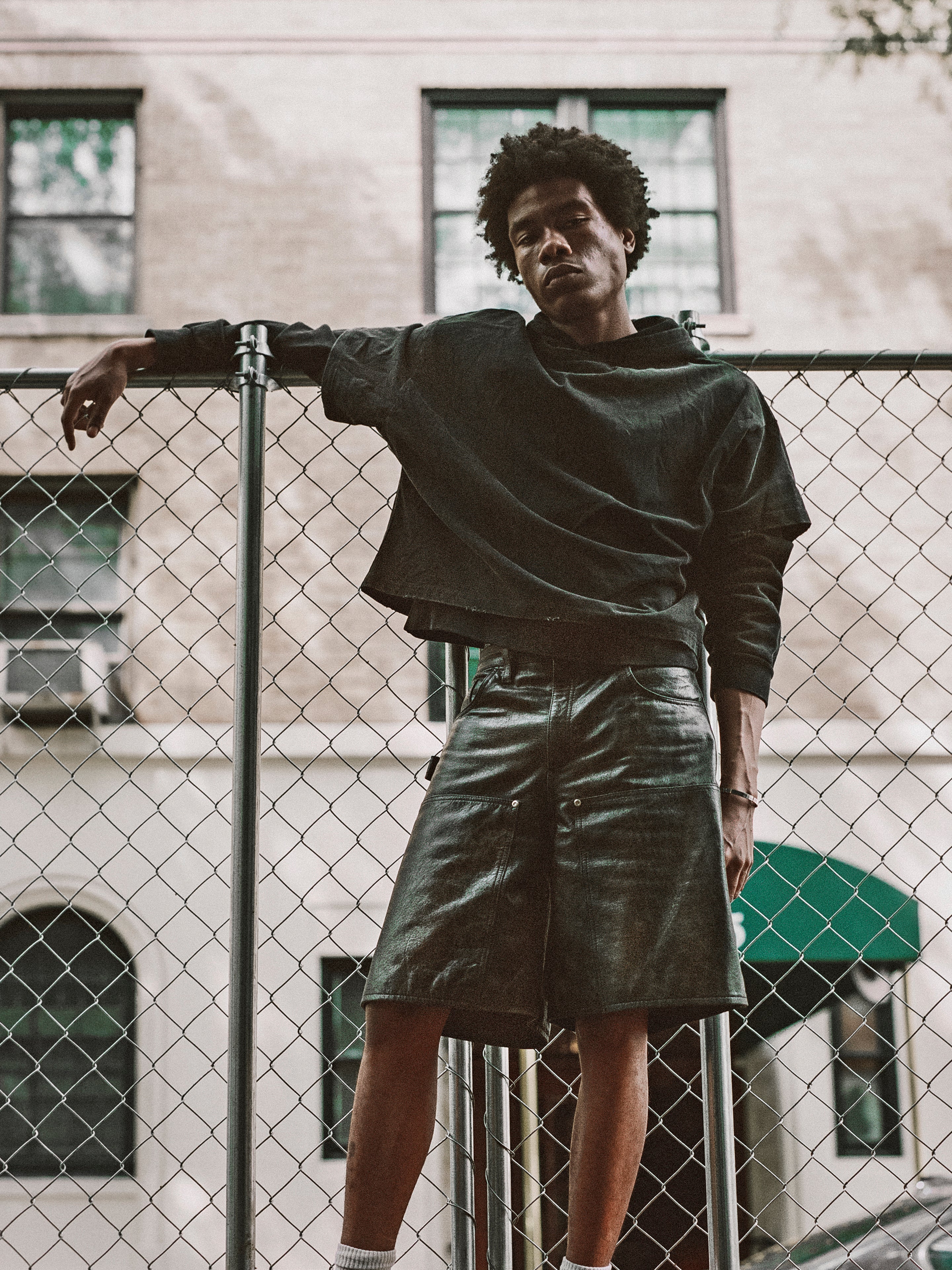 Distressed Genuine Leather Carpenter Shorts | Modern Menswear by yycbvcnbmmnbm