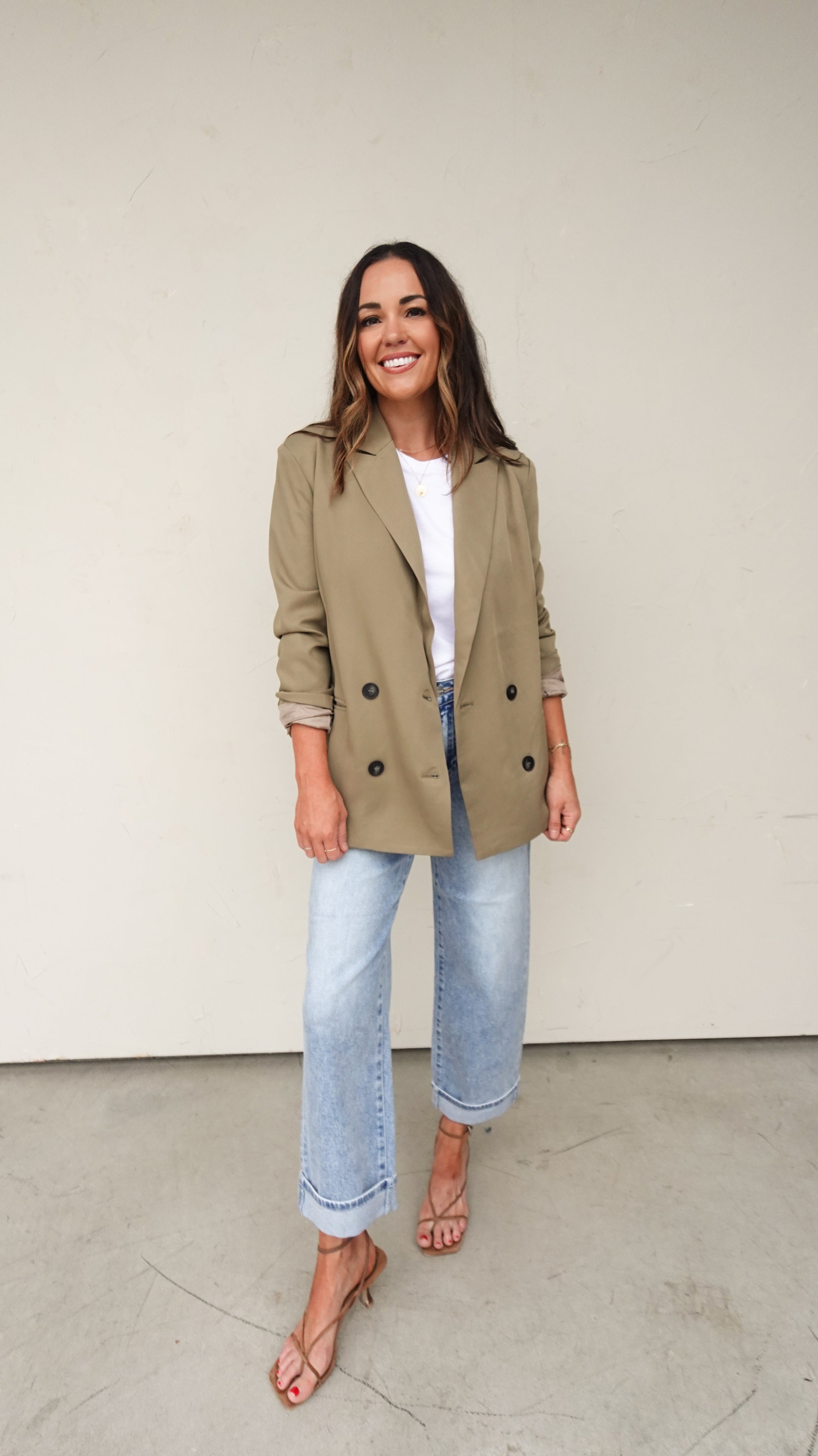 Olive Relaxed Blazer | Elegant Women's Fashion by coolavocek