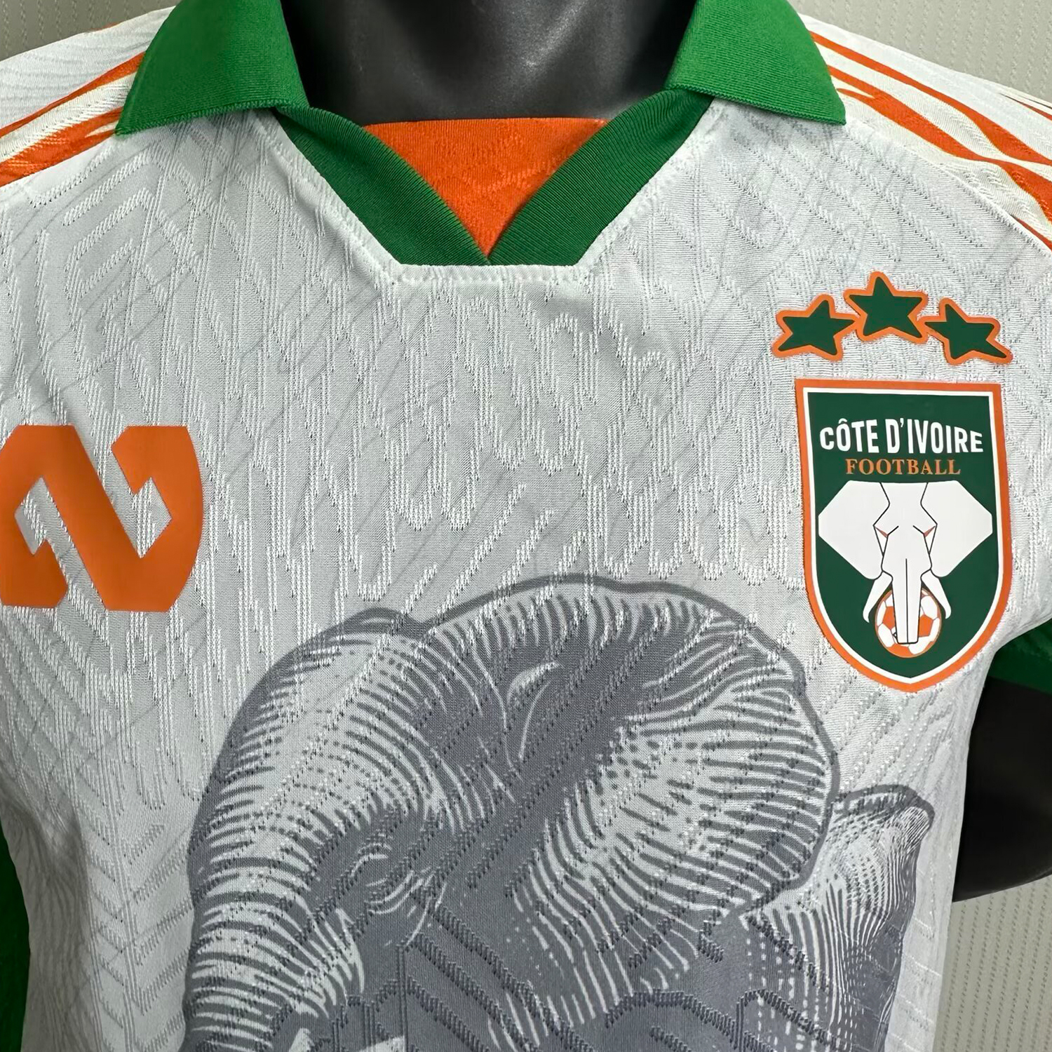 AlphaJersey-Ivory Coast 25-26 Elephant And Kid White Jersey - Player Version