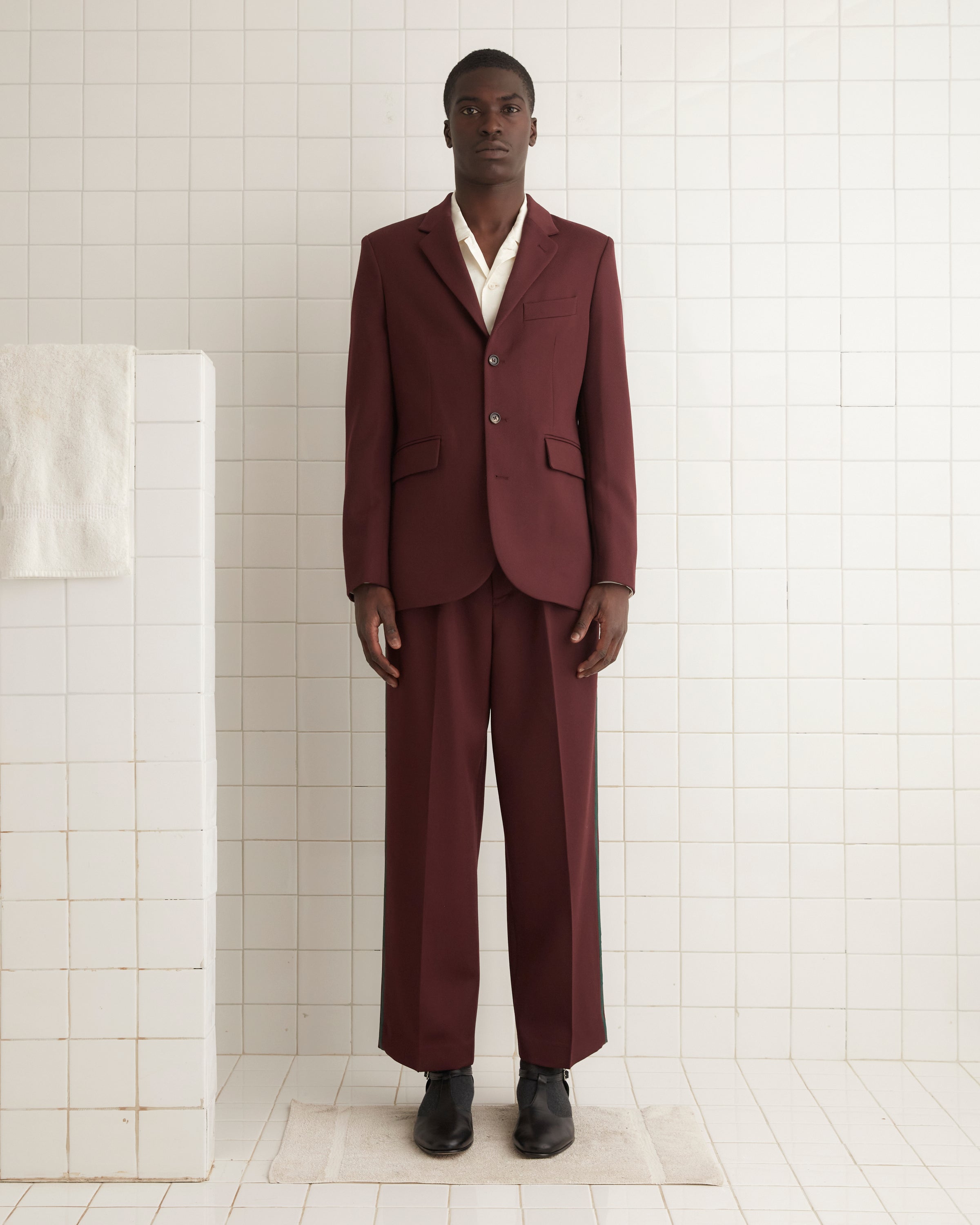 Riding Twill Suit Jacket - Burgundy | Modern Menswear by yycbvcnbmmnbm