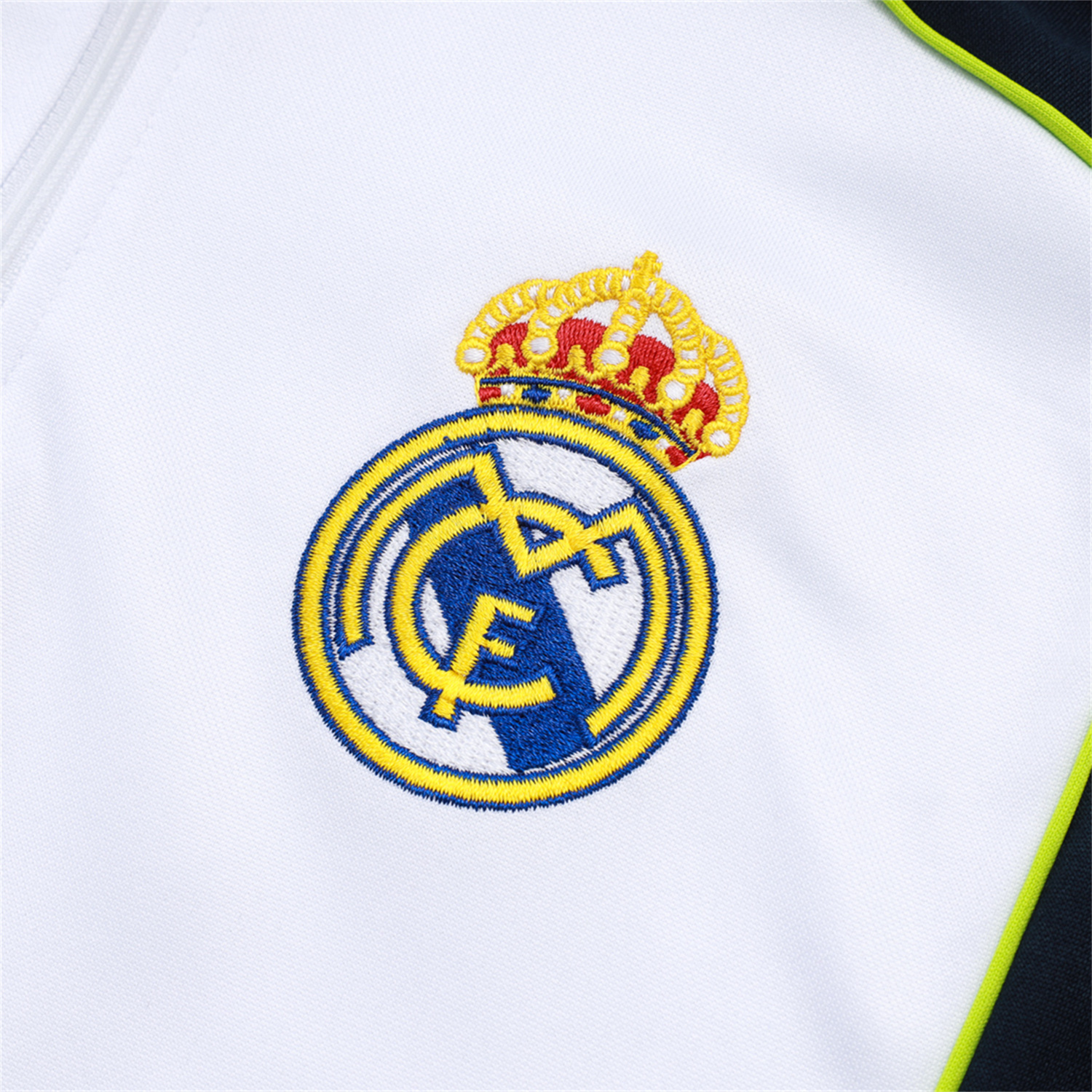 AlphaJersey-Real Madrid 25-26 Long Sleeve Training Set - White Urban Purist Style and Deep Blue Pants