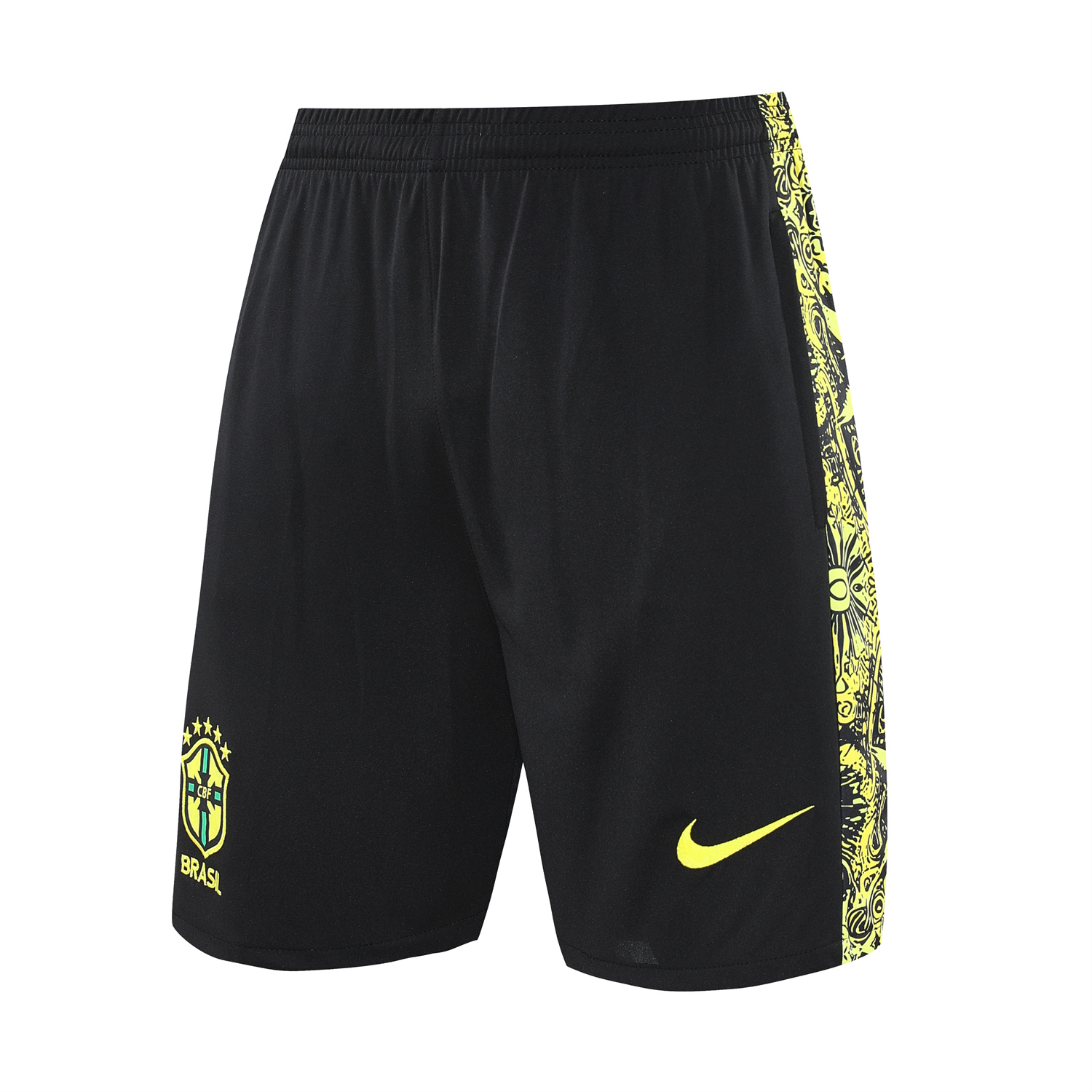AlphaJersey-Brazil 25-26 Yellow Jesus Statue Short-Sleeve Training Set - Yellow Top & Black Shorts