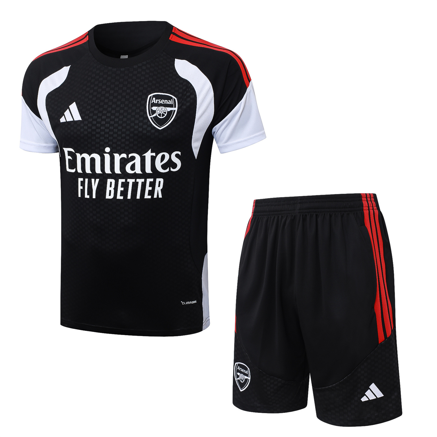 AlphaJersey-Arsenal 26-27 Short-Sleeve Training Set - Red Edge Black Top & Shorts