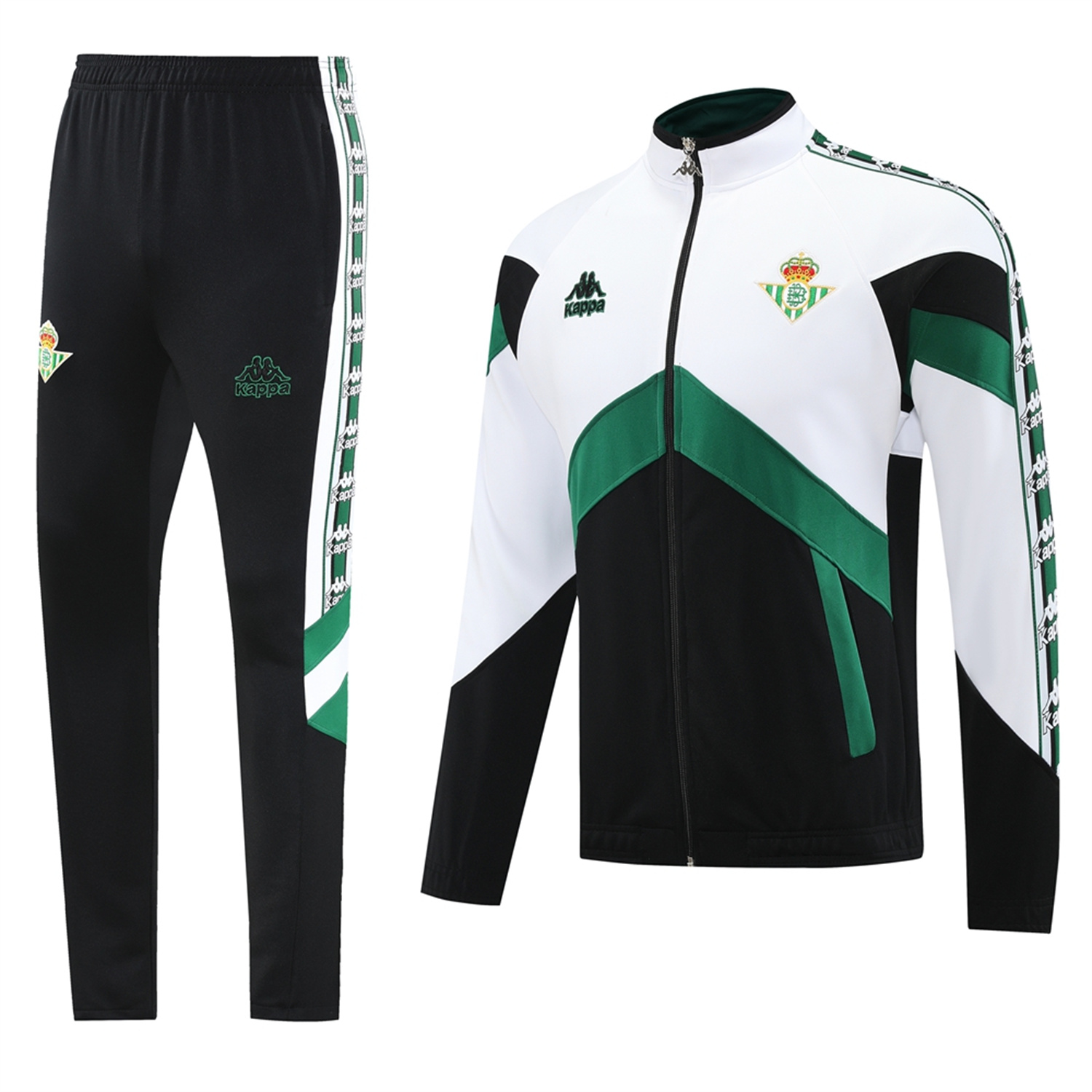 AlphaJersey-Real Betis 25-26 Jacket Training Tracksuit - Green White Black Throwback Jackets & Black Pants
