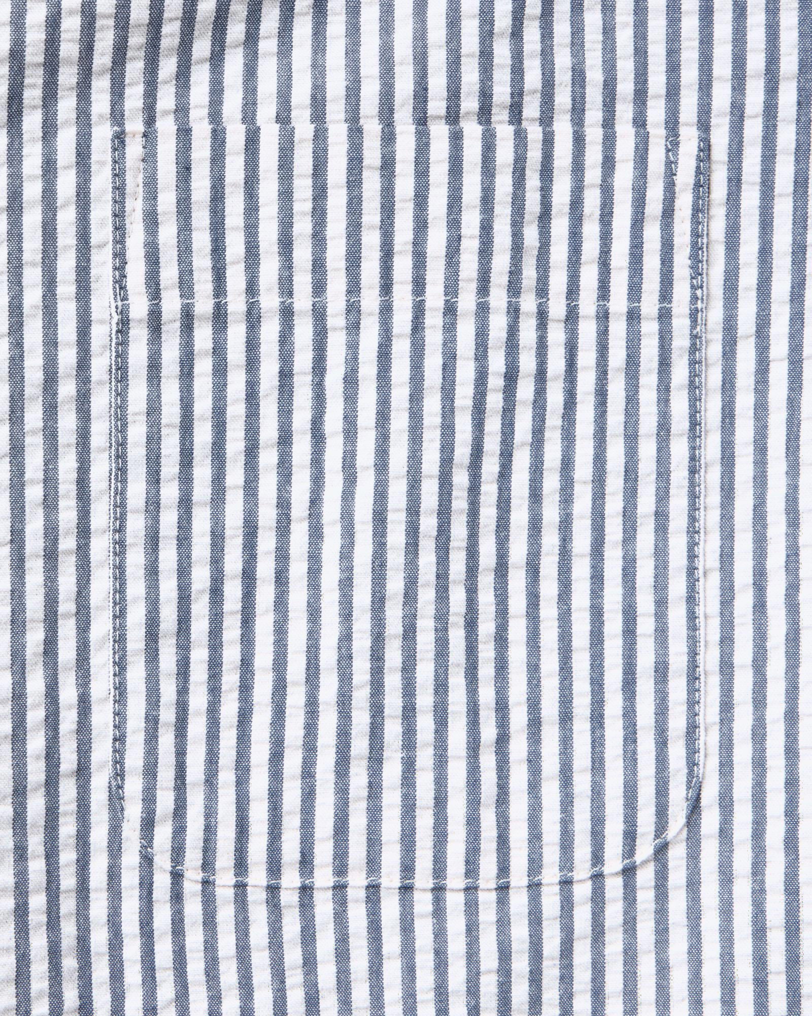 The Short Sleeve Jack in Steel Blue Stripe Seersucker | Modern Menswear by yycbvcnbmmnbm
