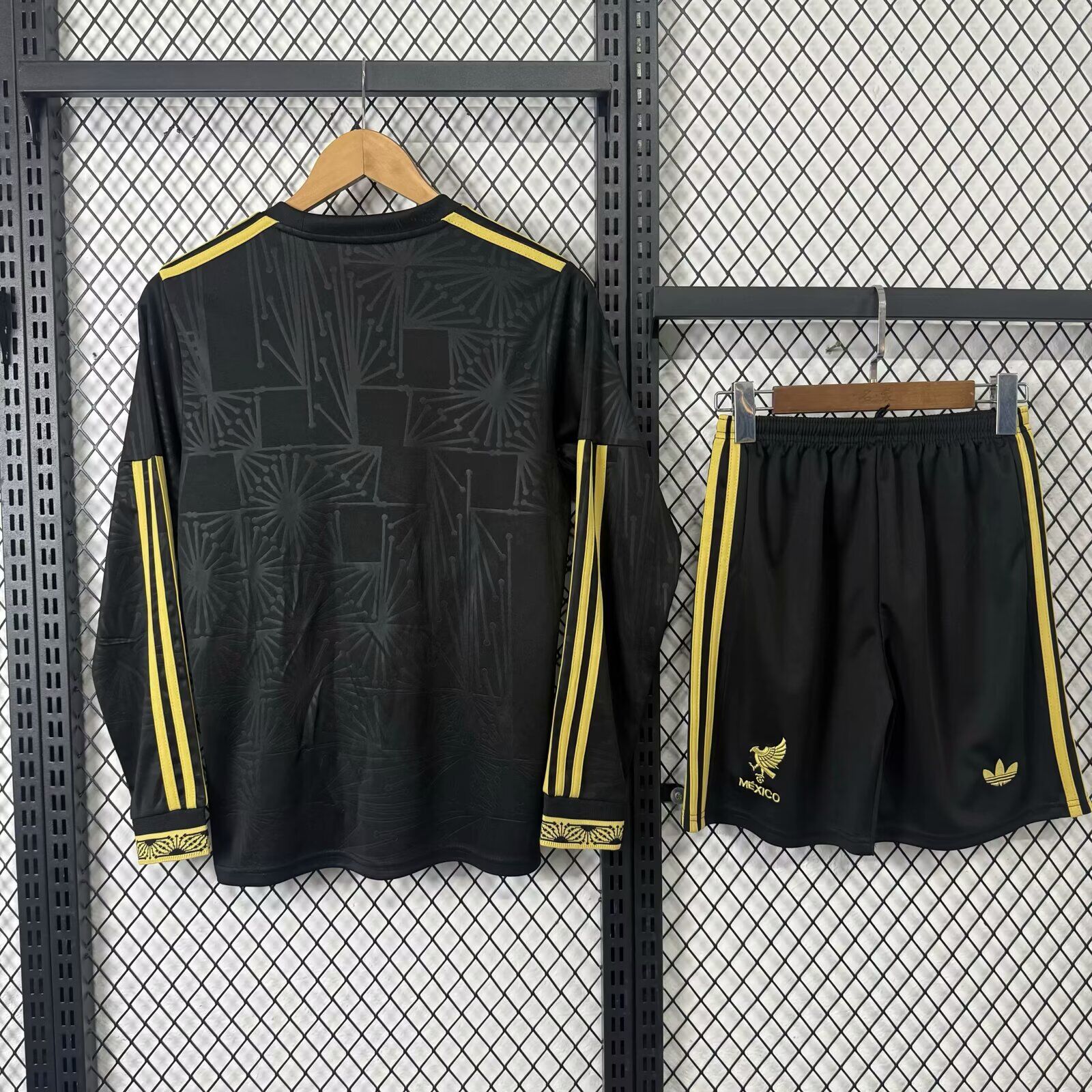 AlphaJersey-Mexico 2025 Gold Cup Black Long Sleeve Kids Kit