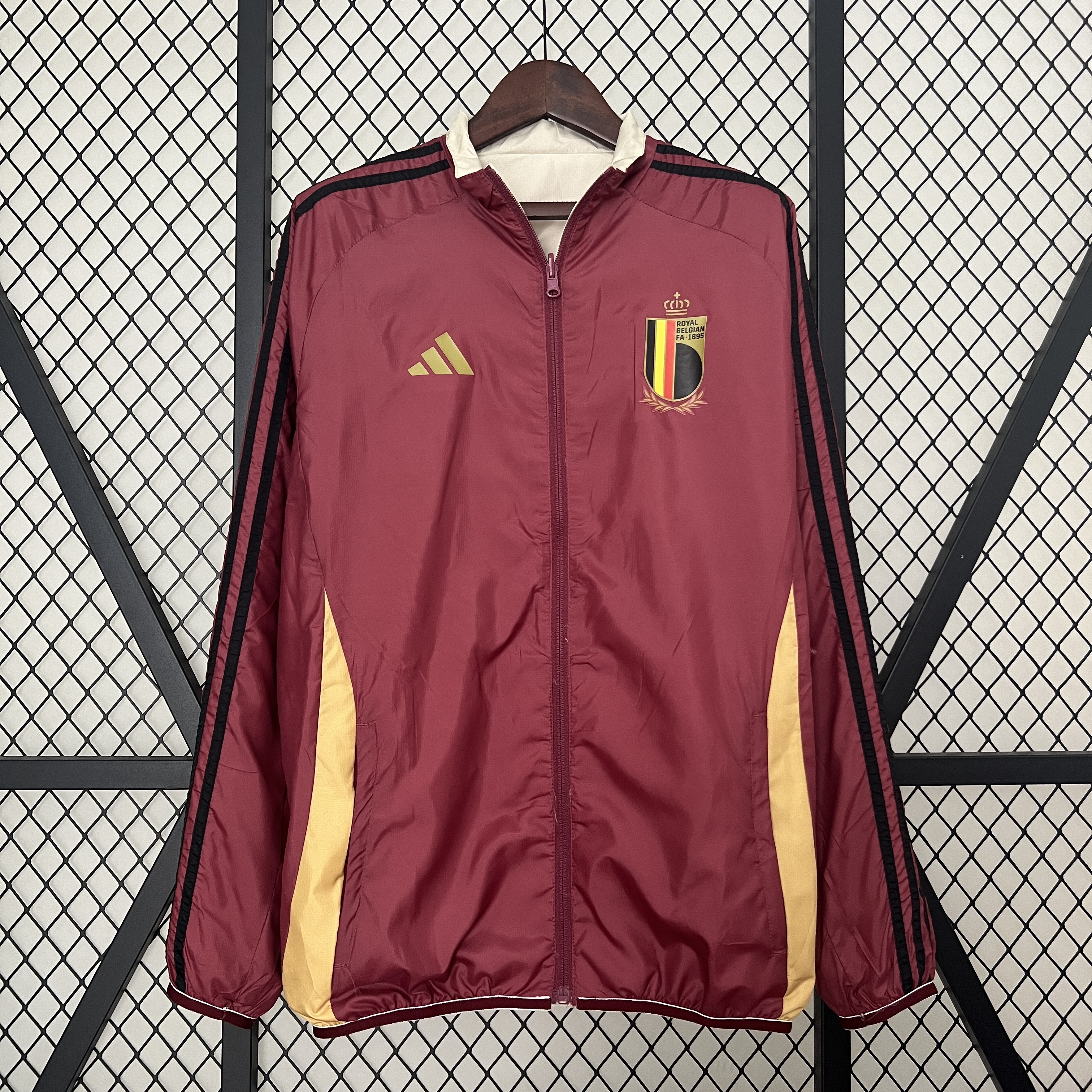AlphaJersey-Belgium 2024 Double Sided Reversible Windbreaker - Red & Yellow