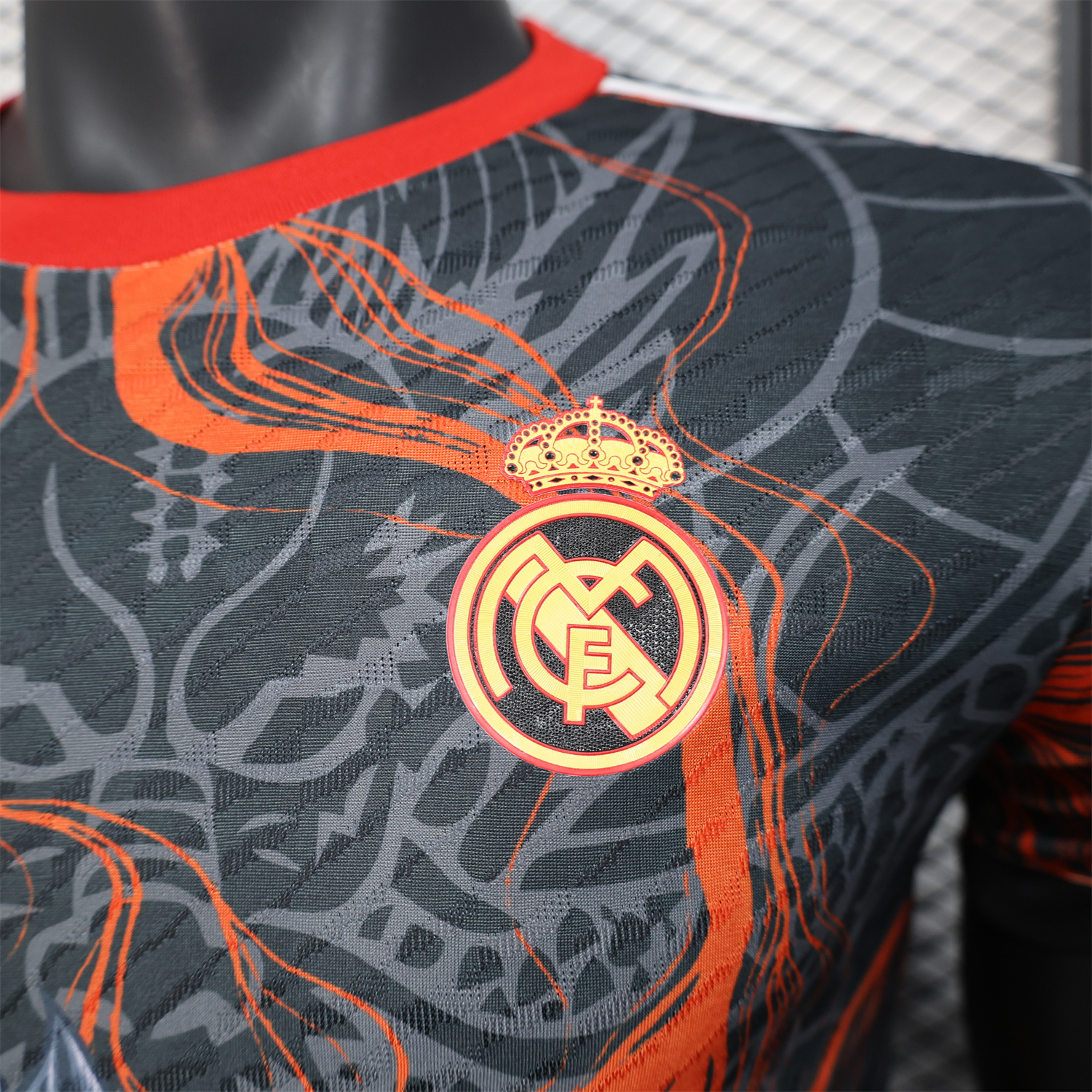 AlphaJersey-Real Madrid 25-26 Grey Chinese Loong and Red Fire Black Jersey - Player Version