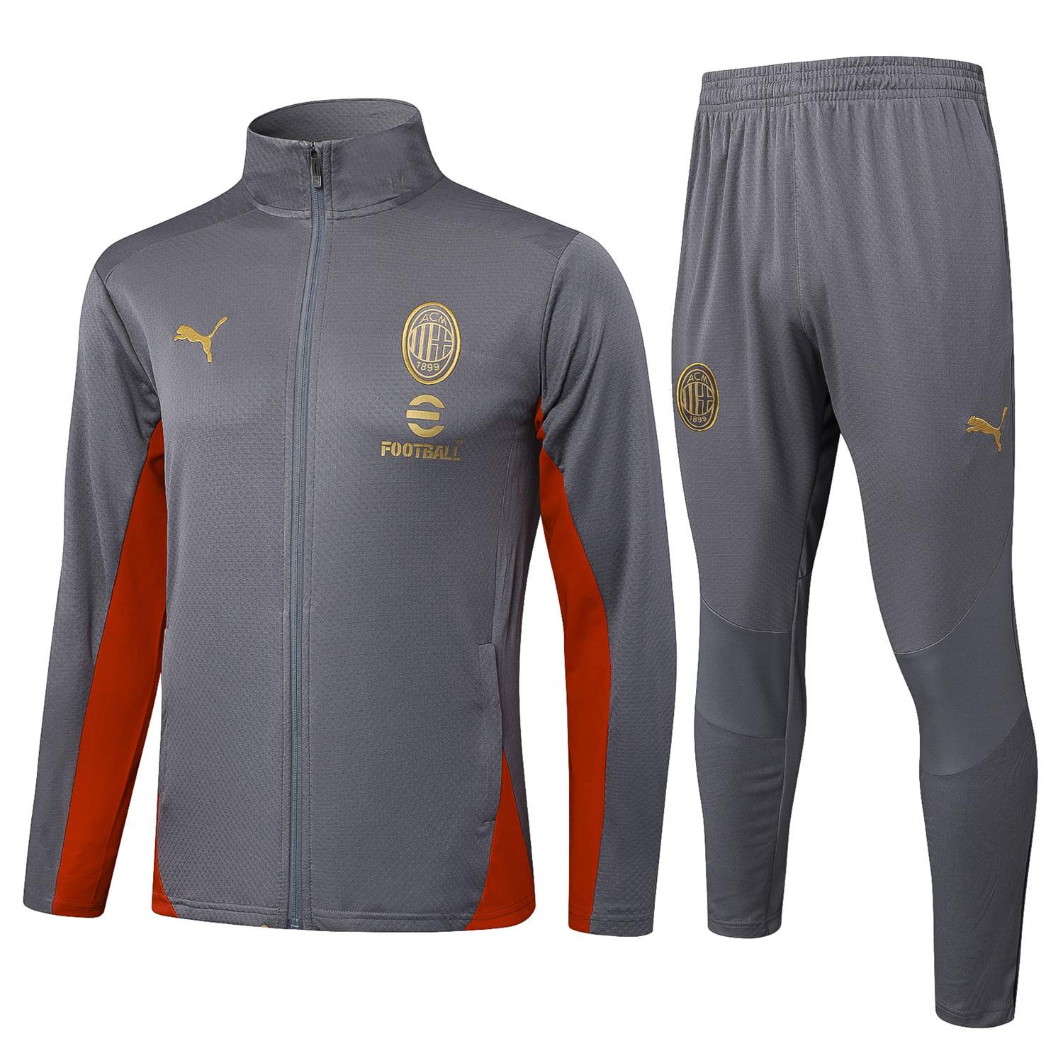 AlphaJersey-AC Milan 25-26 Jacket Training Tracksuit - Grey top & Grey Pants