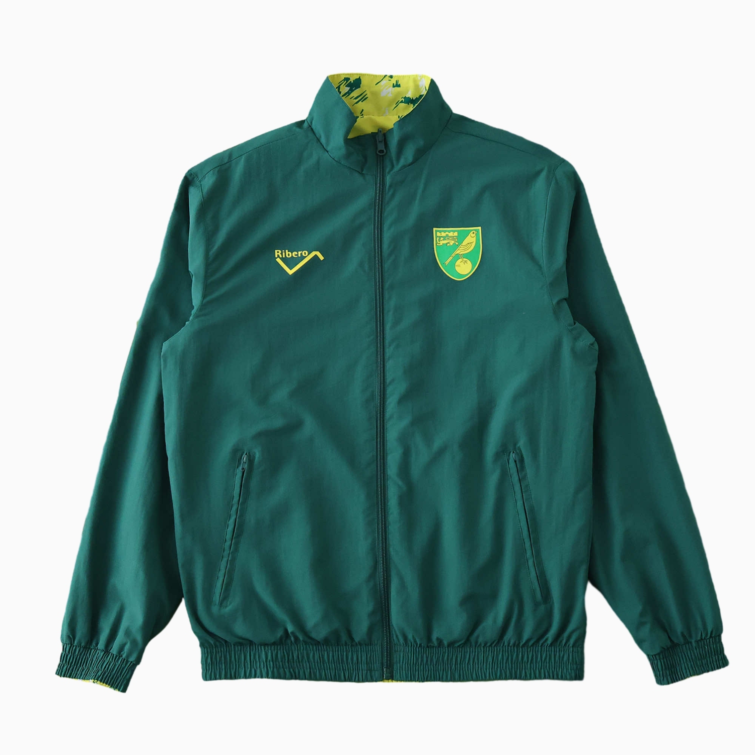 AlphaJersey-Norwich City 1992-94 Retro Style Double Sided Reversible Windbreaker - Green & Yellow