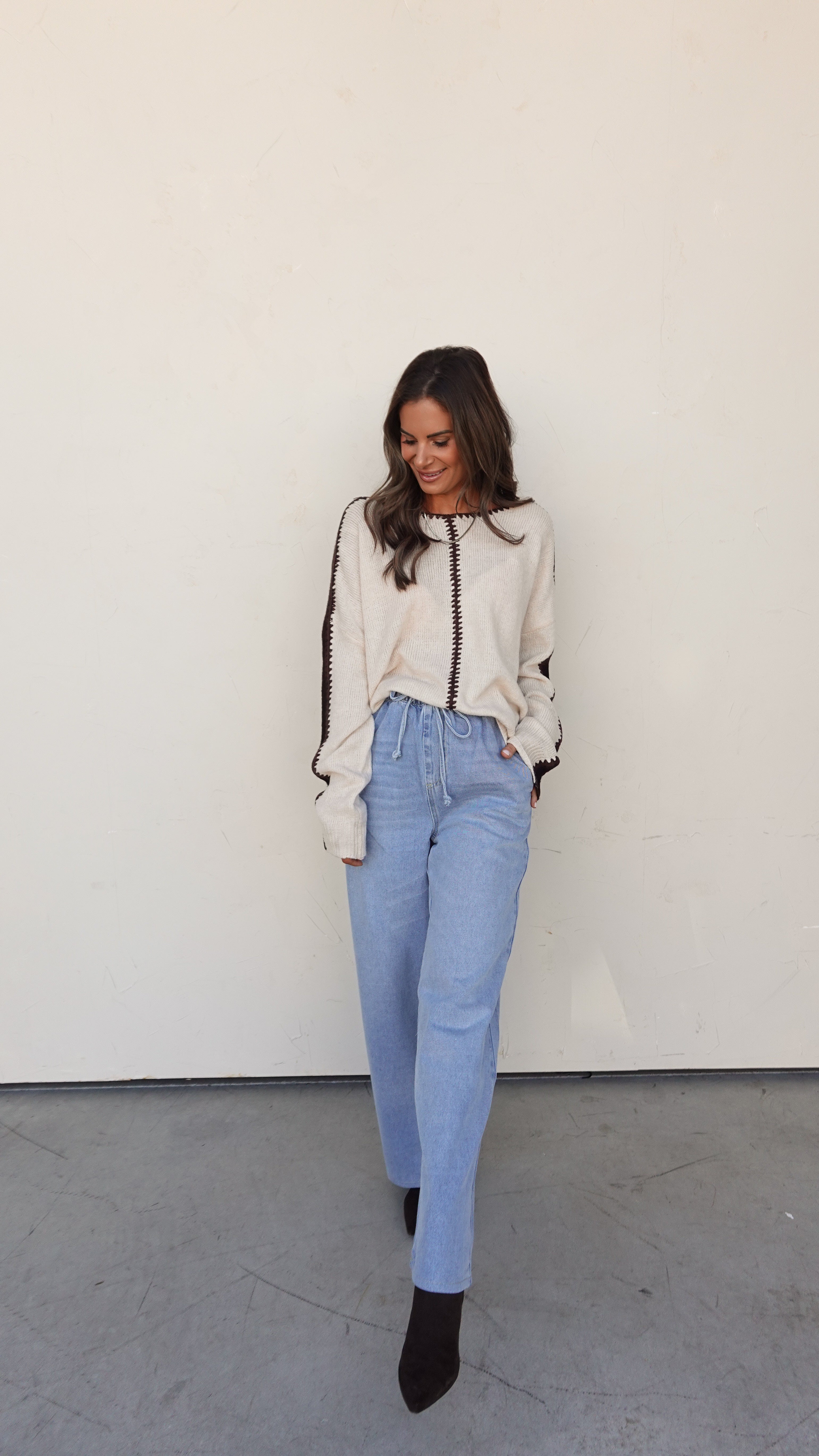 Drawstring Wide Leg Denim Pant | Elegant Women's Fashion by coolavocek