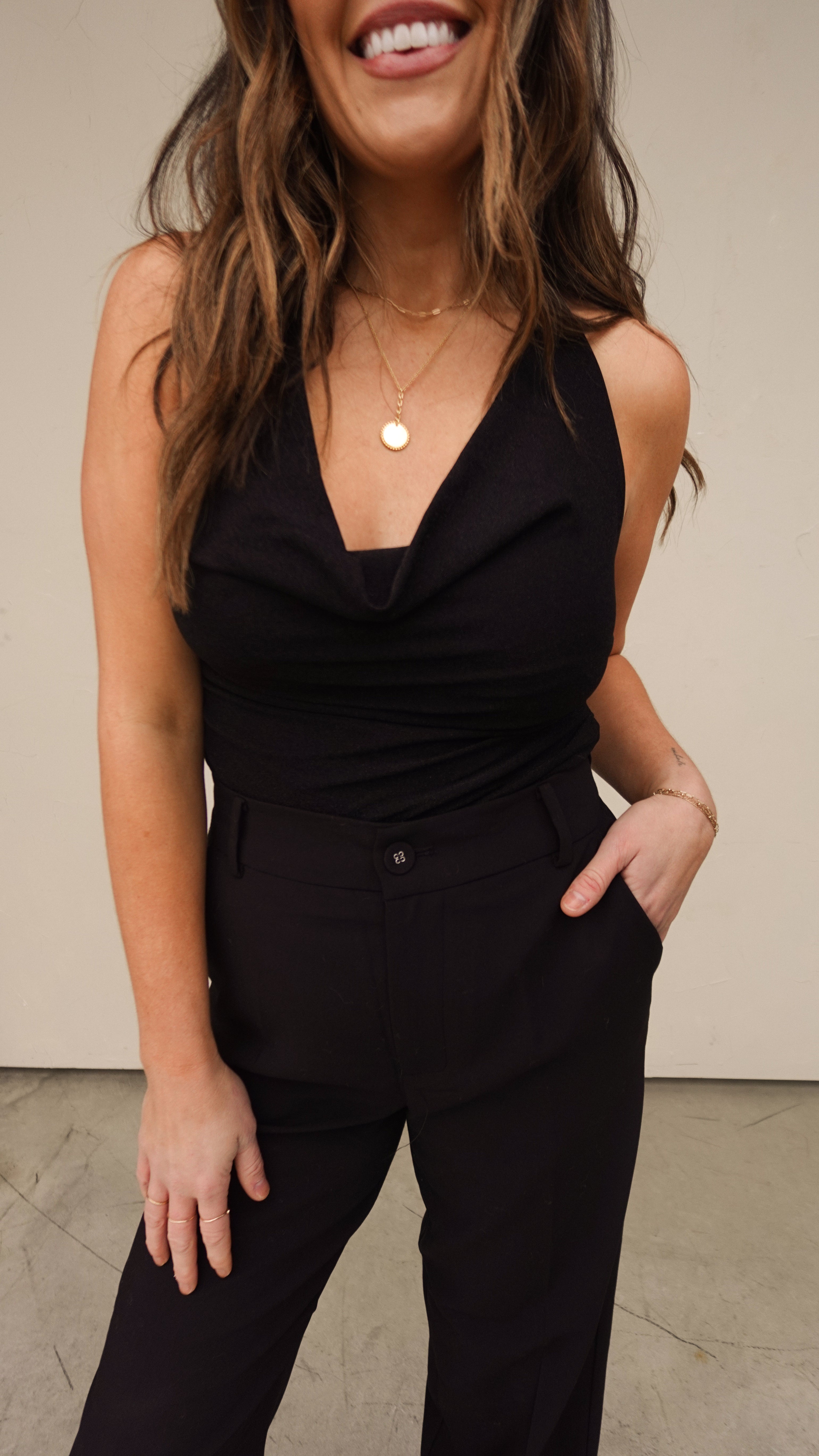 Black Shimmer Halter Bodysuit | Elegant Women's Fashion by coolavocek