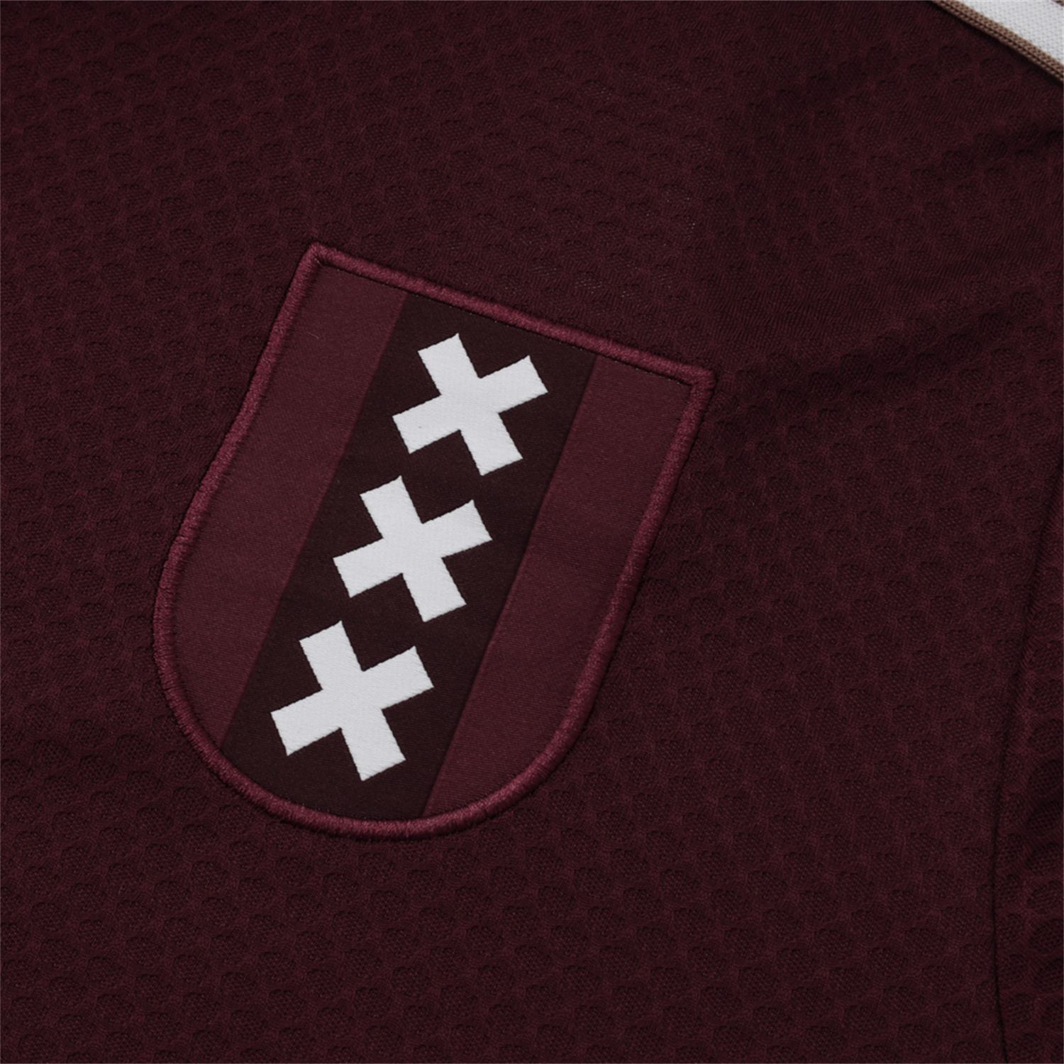 AlphaJersey-Ajax 25-26 Throwback Trefoil Short-Sleeve Training Set - Deep Red
