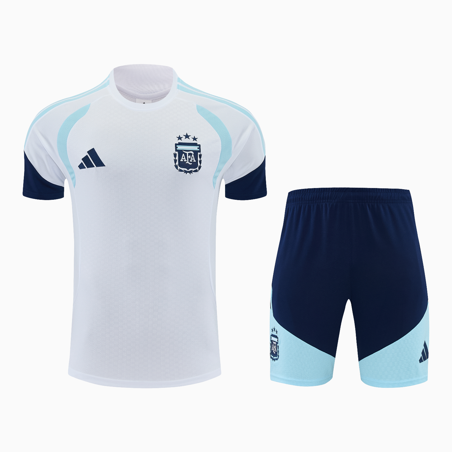 AlphaJersey-Argentina 2026 Short-Sleeve Training Set - White Top and Dark Blue Shorts