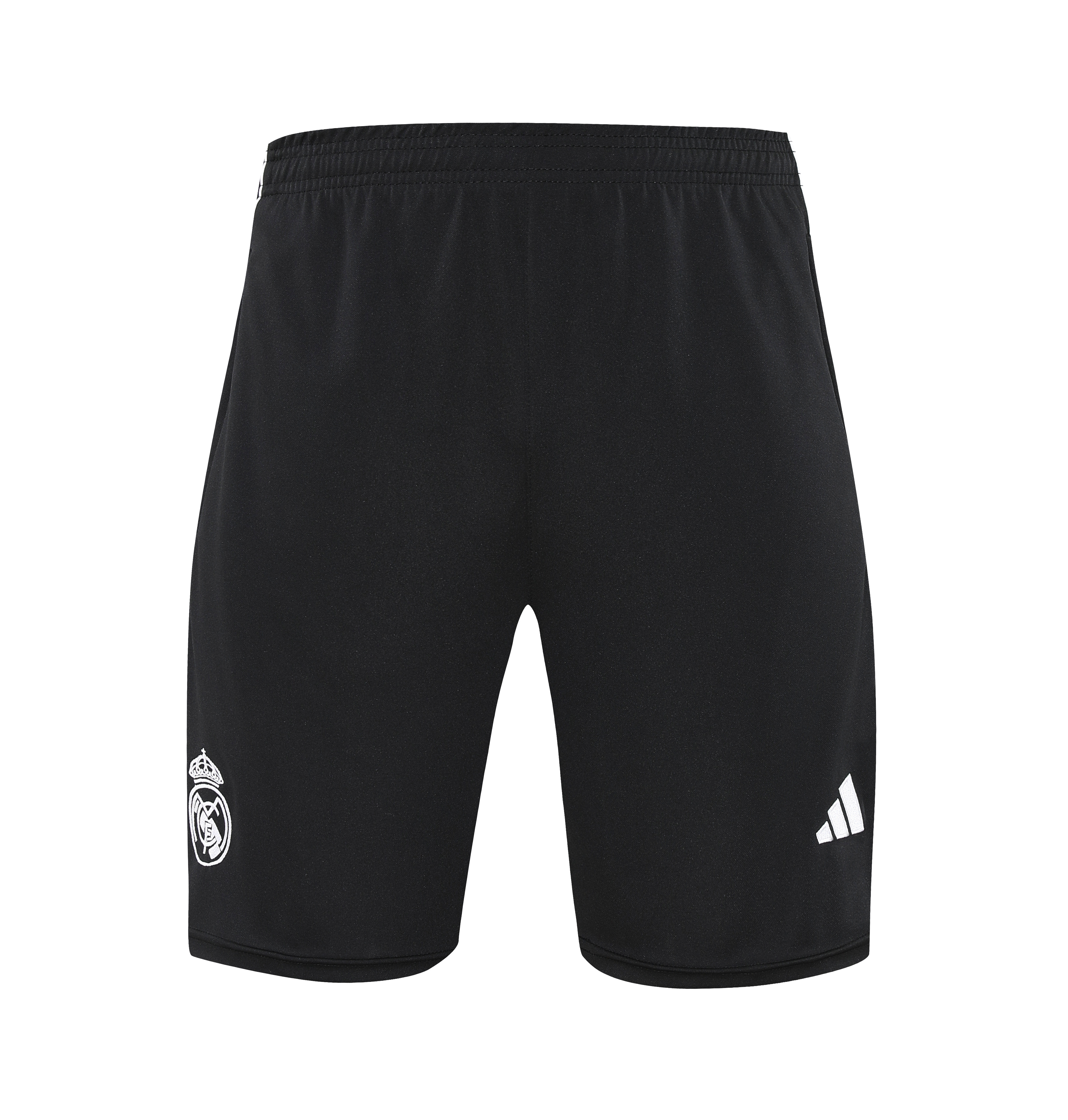 AlphaJersey-Real Madrid 25-26 Short-Sleeve Training Set - Grey And White Top & Black Shorts