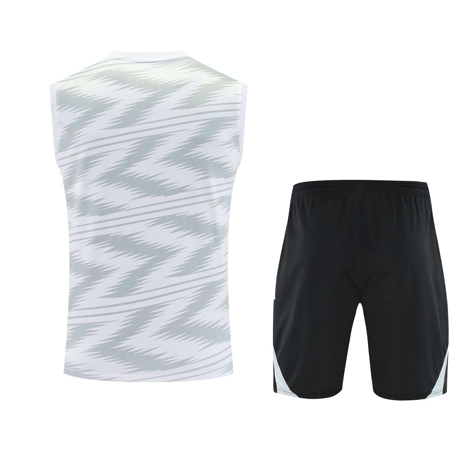 AlphaJersey-Real Madrid 25-26 Vest Training Set - Grey Arrow Pattern Vest & Black Shorts