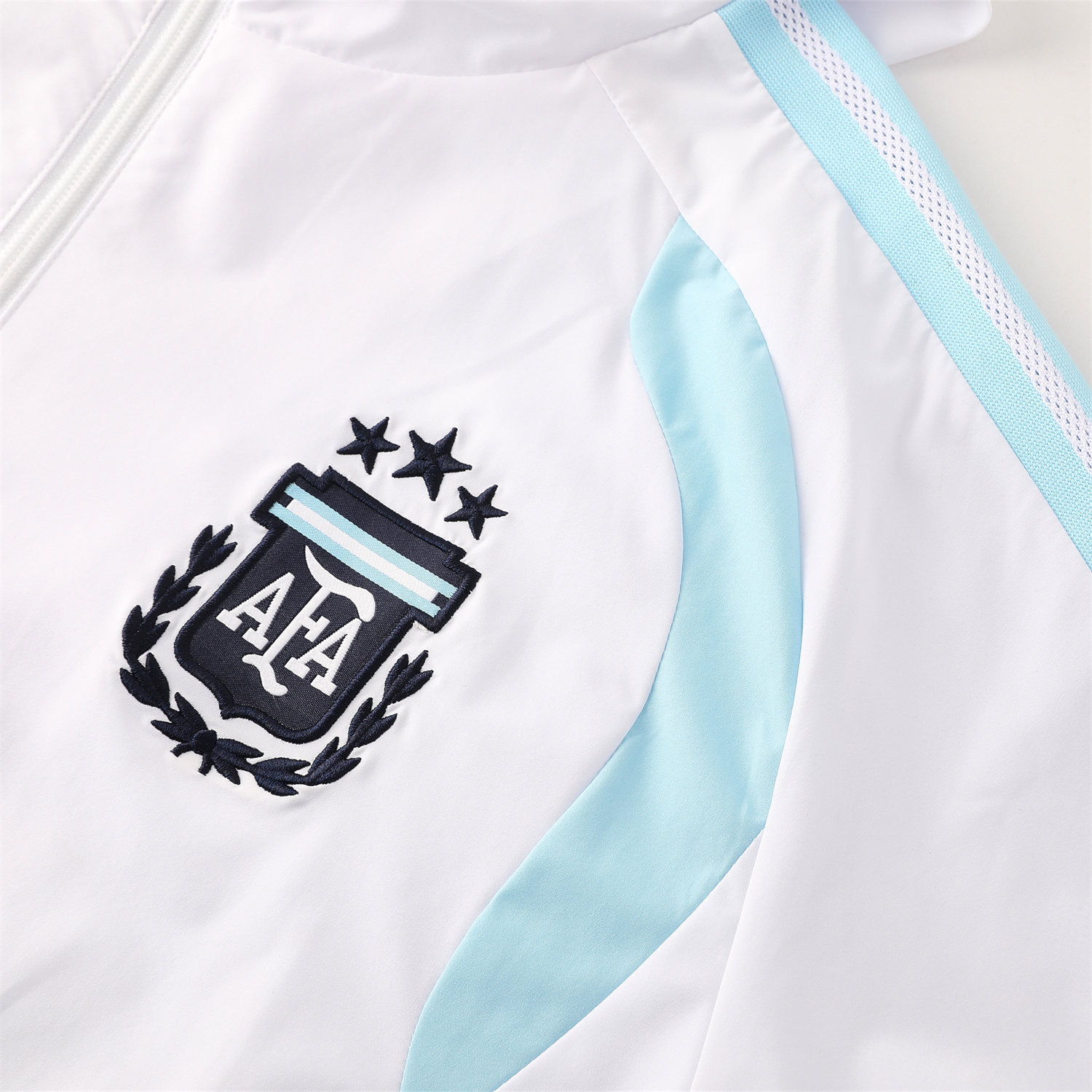 AlphaJersey-Argentina 2026 Hooded Windbreaker Training Set - White Top & Dark Blue Pants